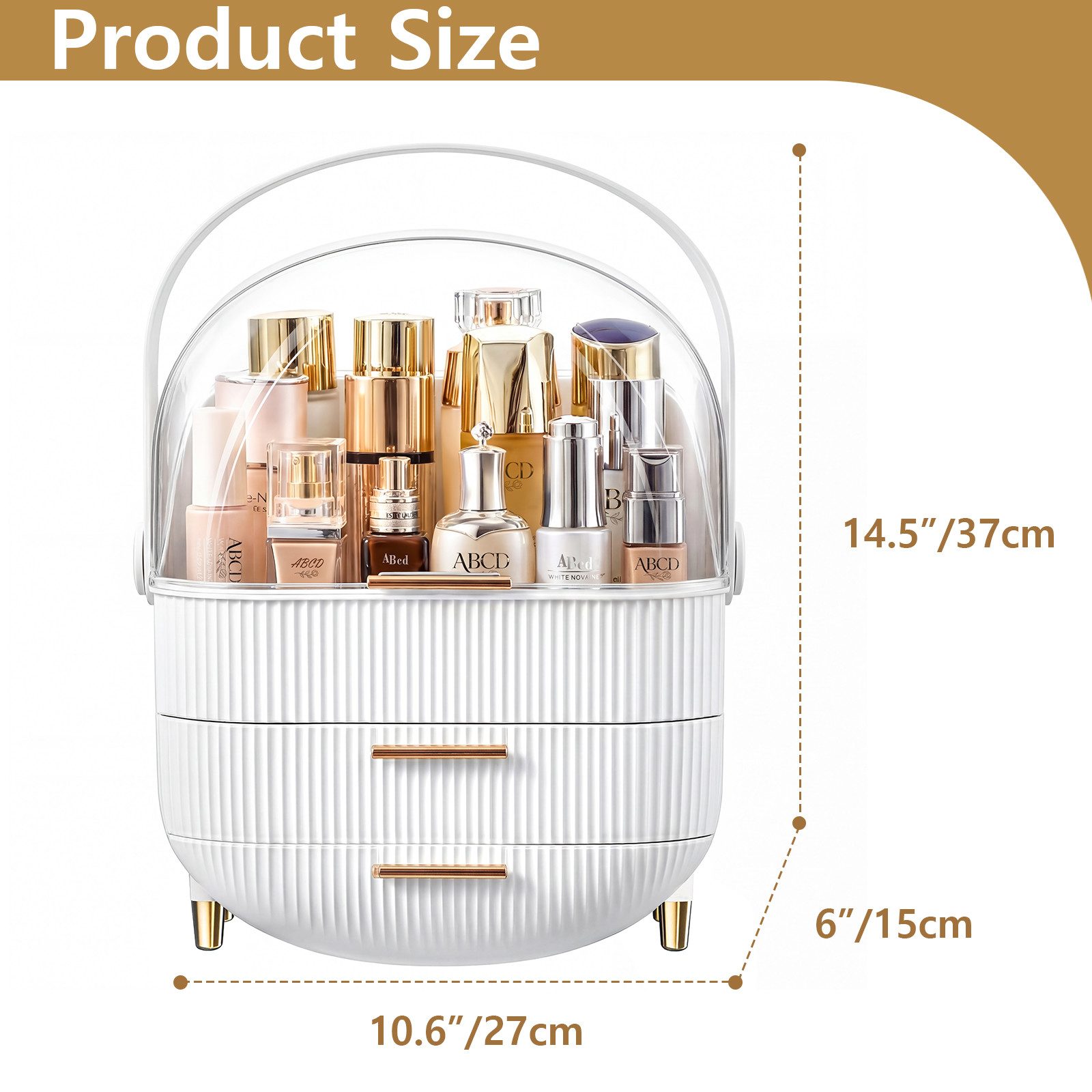 POPOLIC Make-Up Organizer Kosmetikbox mit sichtbarer Oberlicht-Schichtschublade