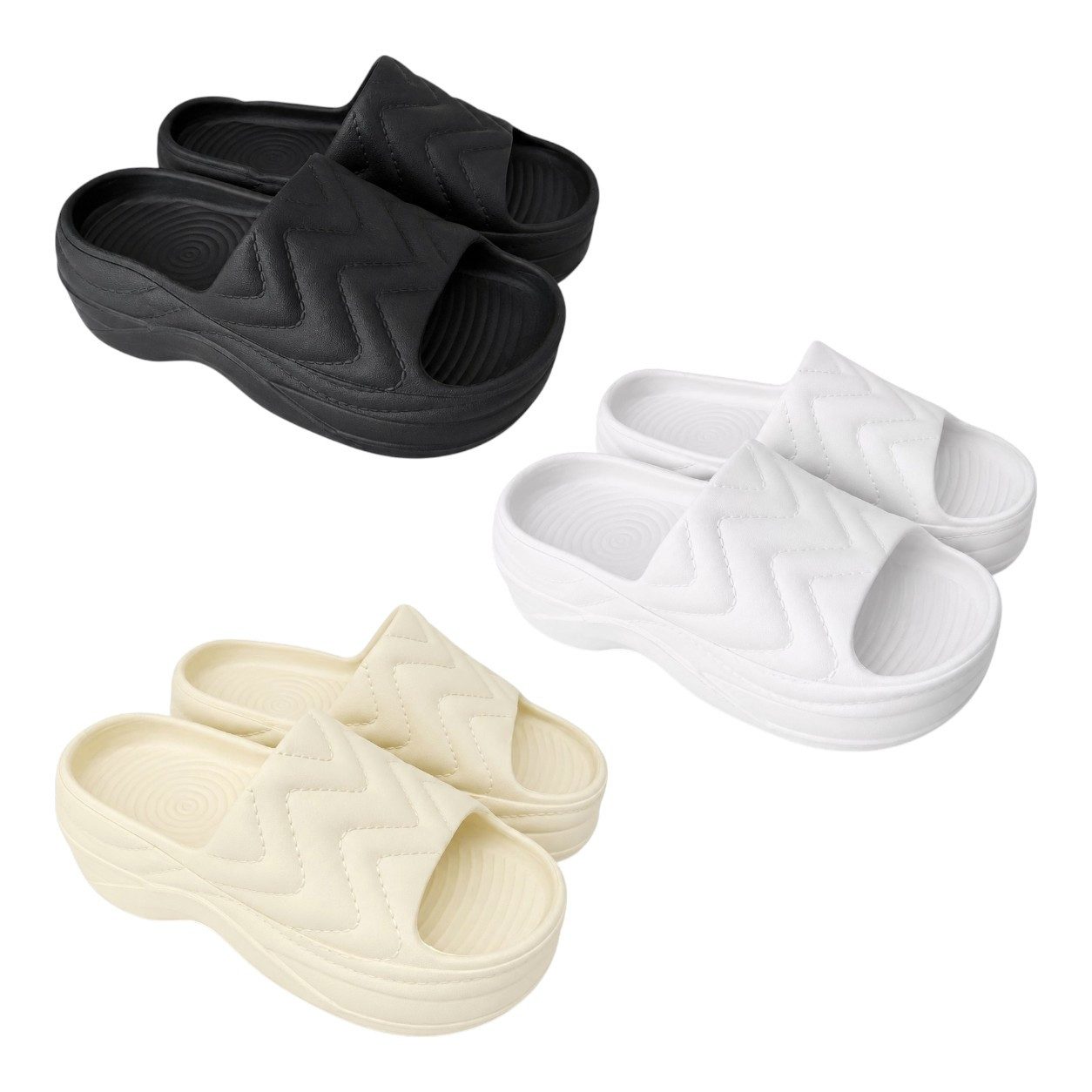 VewoTex Damen Pantoletten » Badelatschen mit Wellenmuster » Badepantolette (1 Paar, 1-tlg., Kein Set) Badeschuhe mit dicker Sohle » Slipper