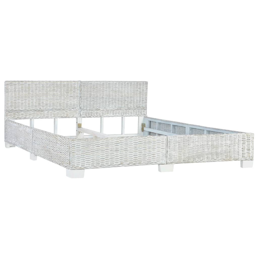 Bettgestell Bettgestell Grau Natur Rattan 180 x 200 cm Bett Bettrahmen Bettgestell