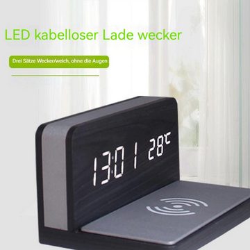 AUKUU Wecker Einfacher Einfacher kabelloser Ladewecker kreative LED Stille elektronische Uhr Geschenkuhr