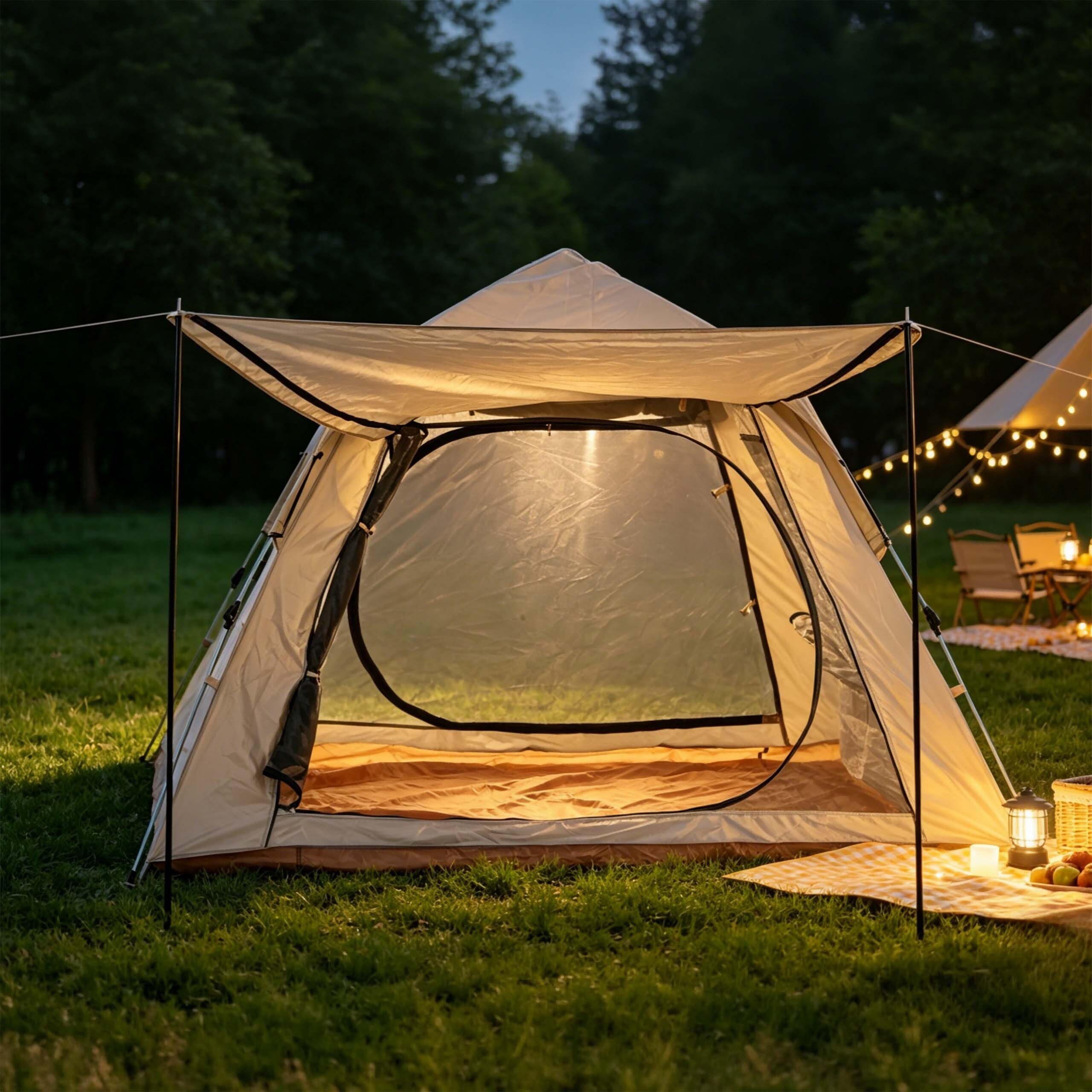 relaxdays Wurfzelt Campingzelt 3-4 Personen mit Vordach