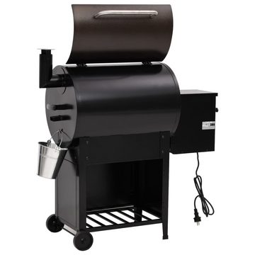 vidaXL Holzkohlegrill Pelletgrill mit Schornstein Schwarz 104 cm Eisen