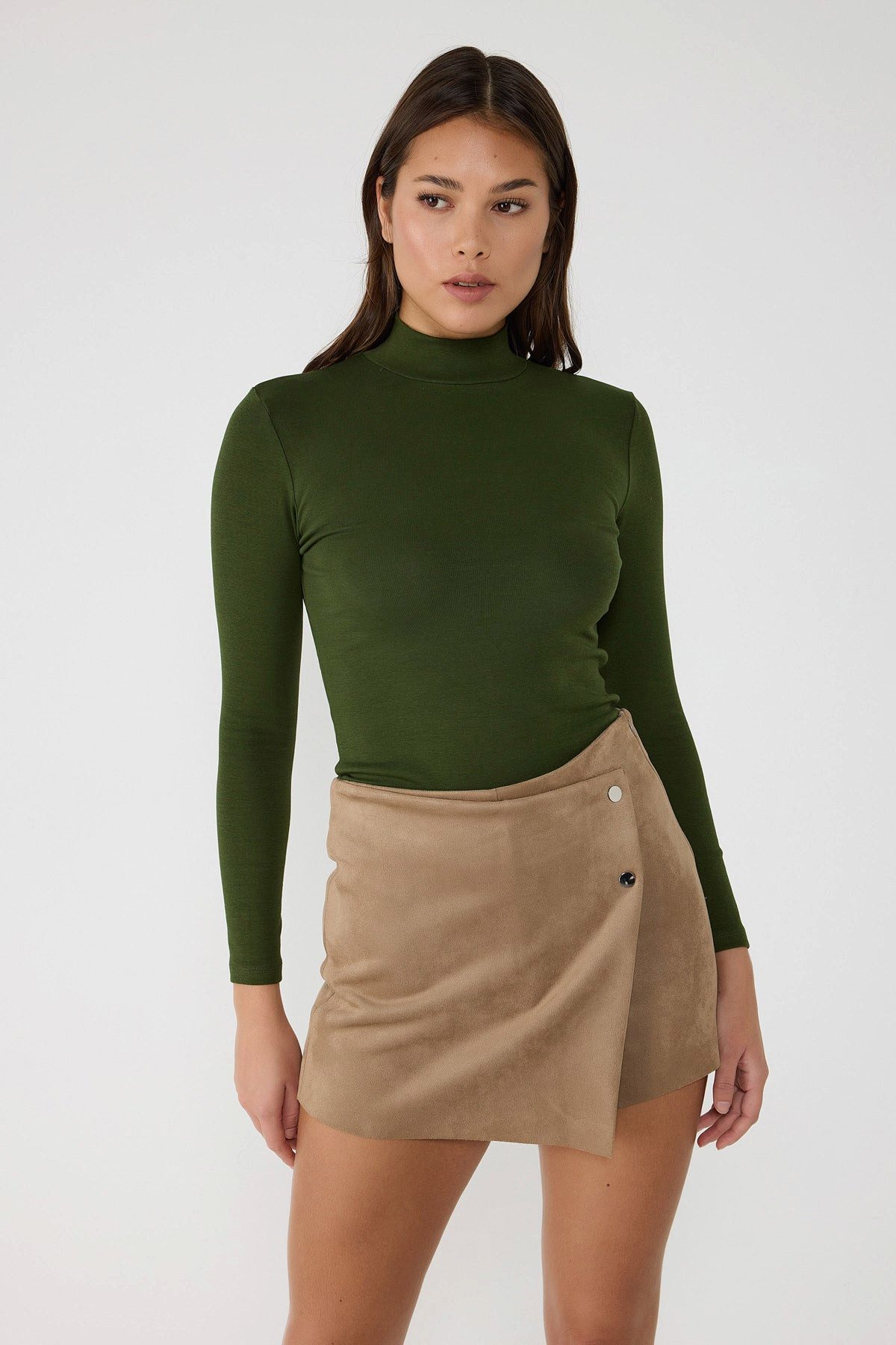 No Matter What Blusentop Duru Basic Langarm-Rollkragenbluse