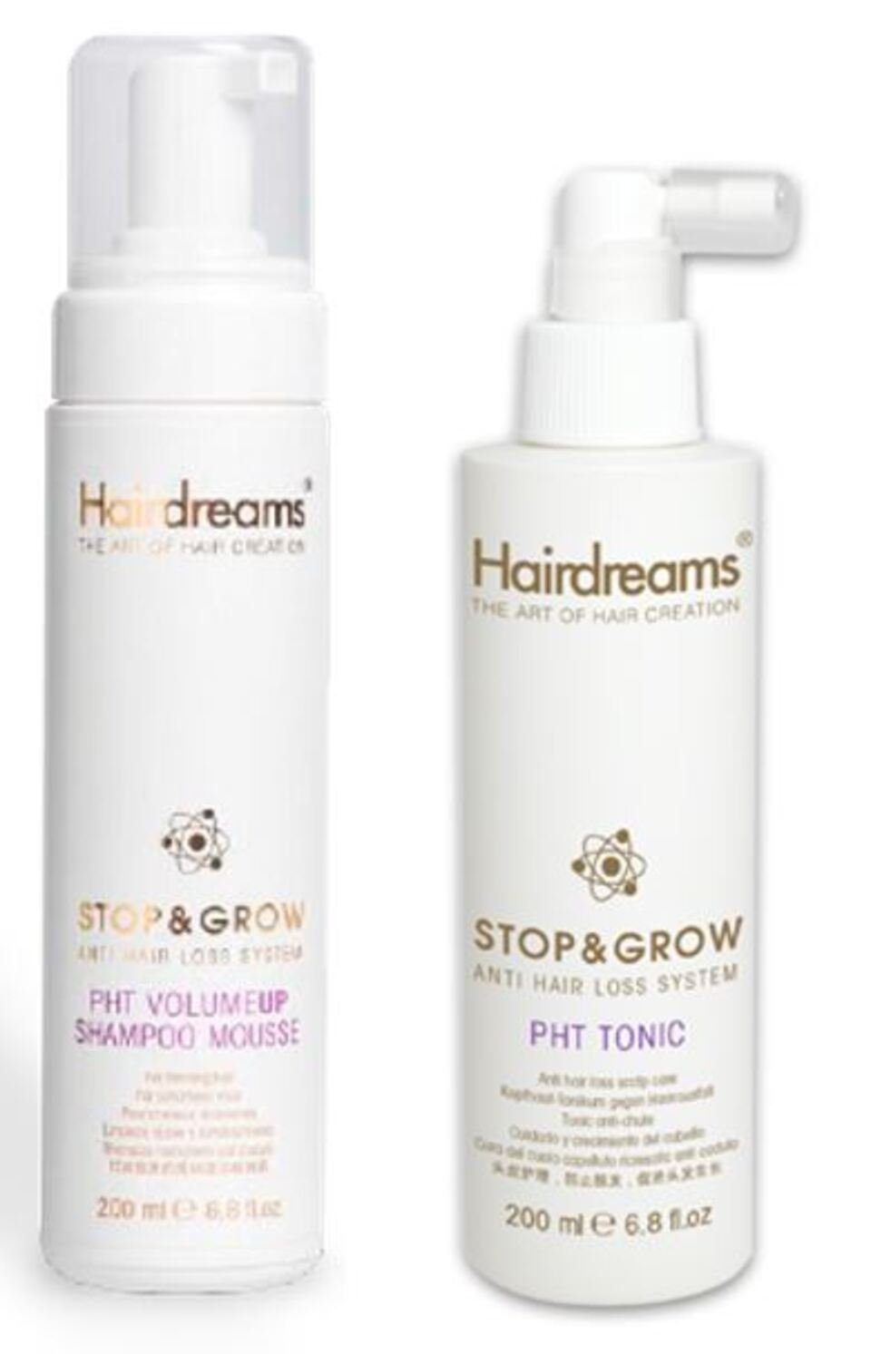 Hairdreams Haarpflege-Set Hairdreams Stop & Grow, Set, 2-tlg., Pht Volumeup Shampoo Mousse + Pht Tonic, Haarausfall, Haarwachtum | Haarpflege-Sets