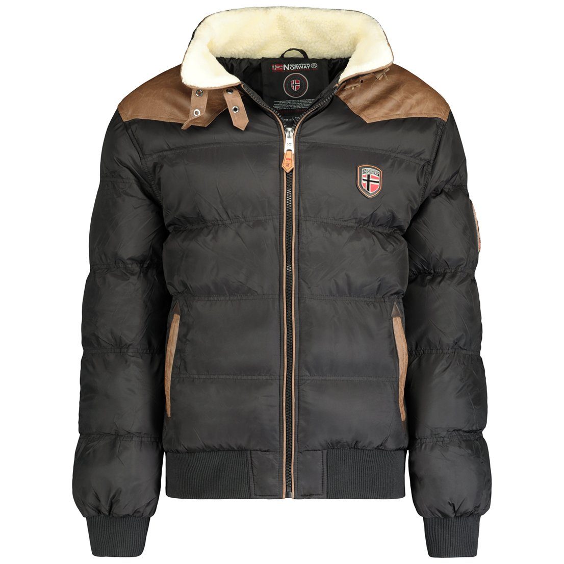 Geographical Norway Steppjacke Kragen Teddyfell Abramovitch Schwarz mit