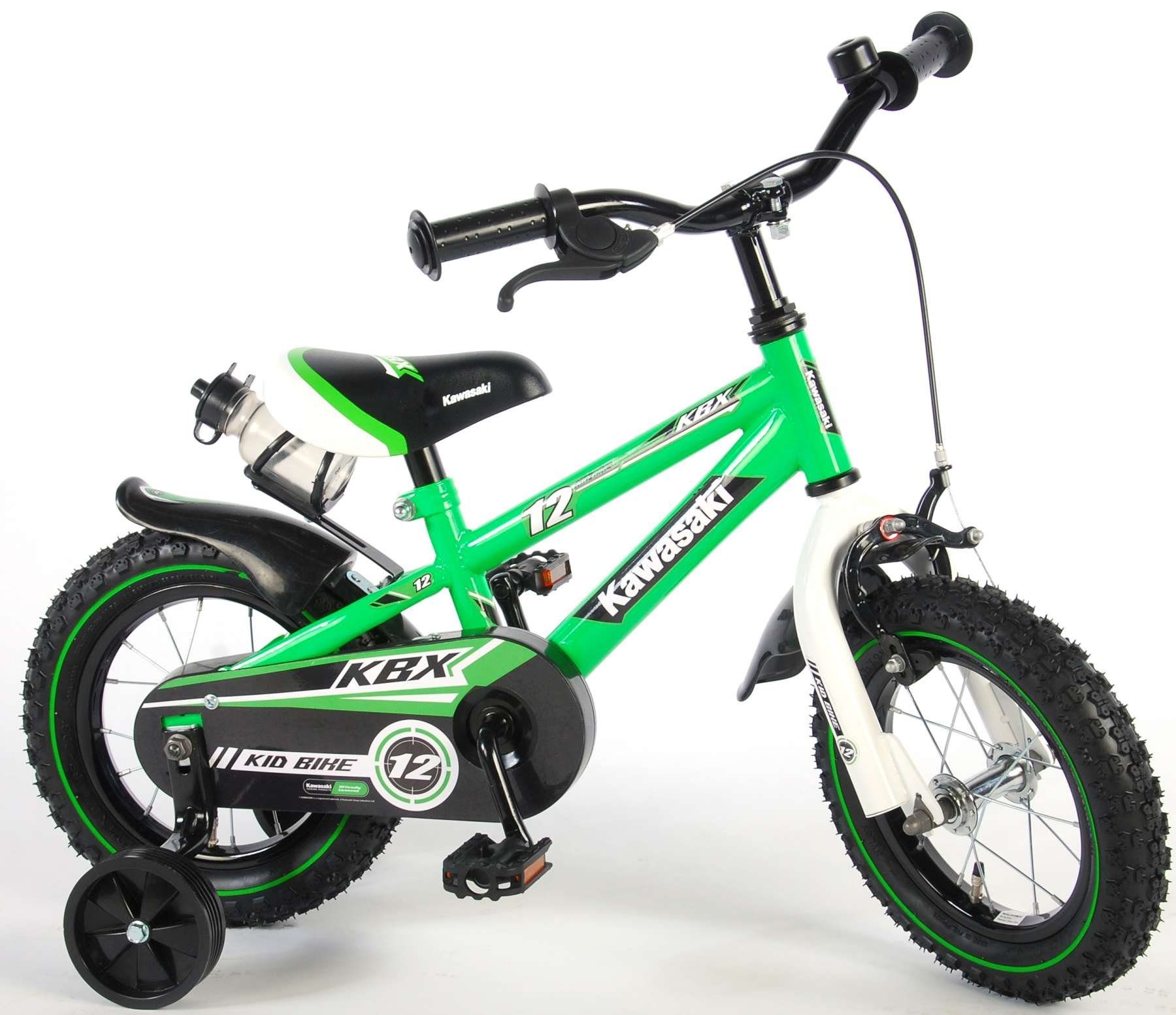 Volare Kinderfahrrad Kinder Fahrrad Kawasaki KBX 12 Zoll mit  Rücktrittbremse und Trinkflasche, 1 Gang, Keine Schaltung