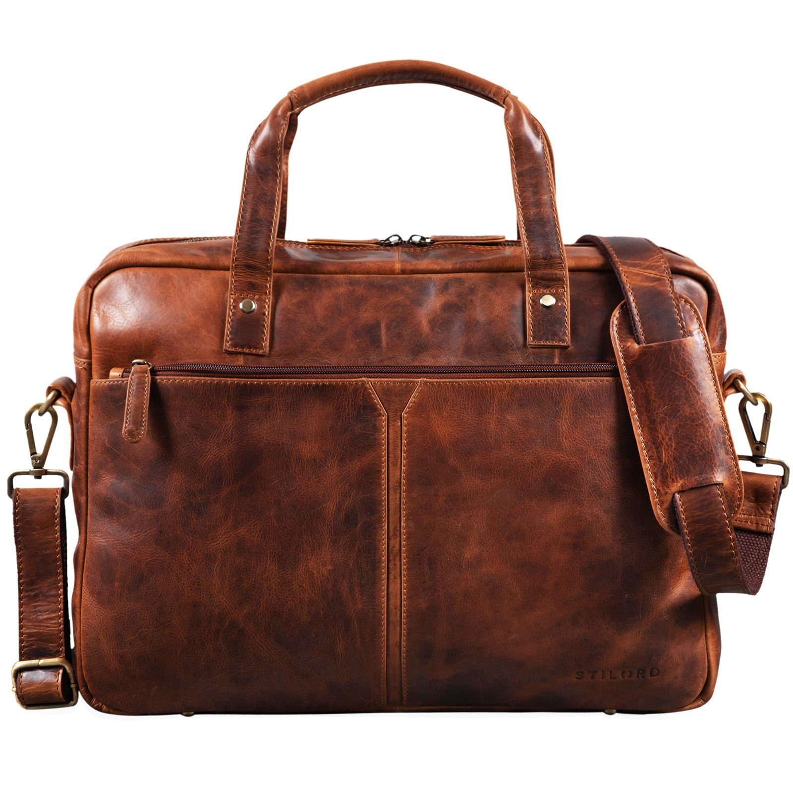 STILORD Laptoptasche "Geralt" Vintage Ledertasche zum Umhängen
