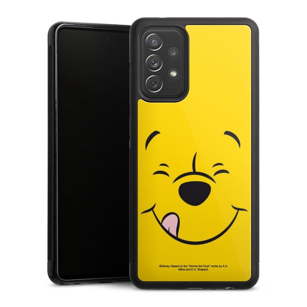 DeinDesign Handyhülle Winnie Puuh Offizielles Lizenzprodukt Disney Puuh Closeup, Samsung Galaxy A72 Gallery Case Glas Hülle