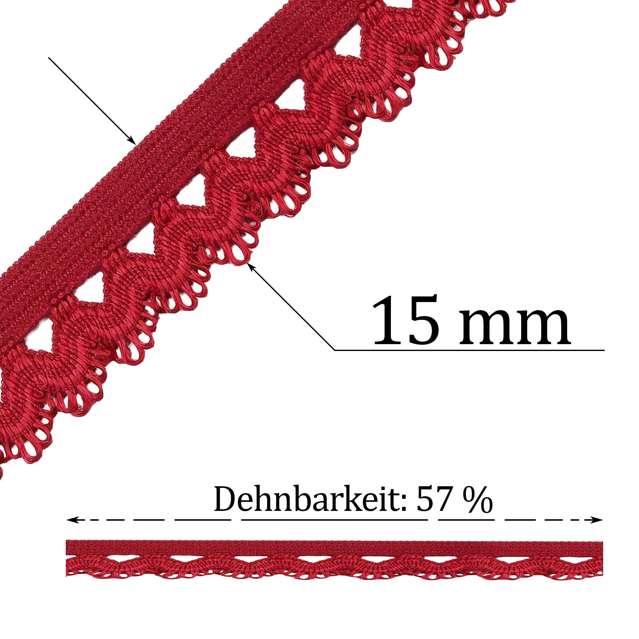 maDDma Spitzenband Wäschegummi Faltgummi Ziergummi 15mm Faltgummi ab 1m Einfassband, silbergrau