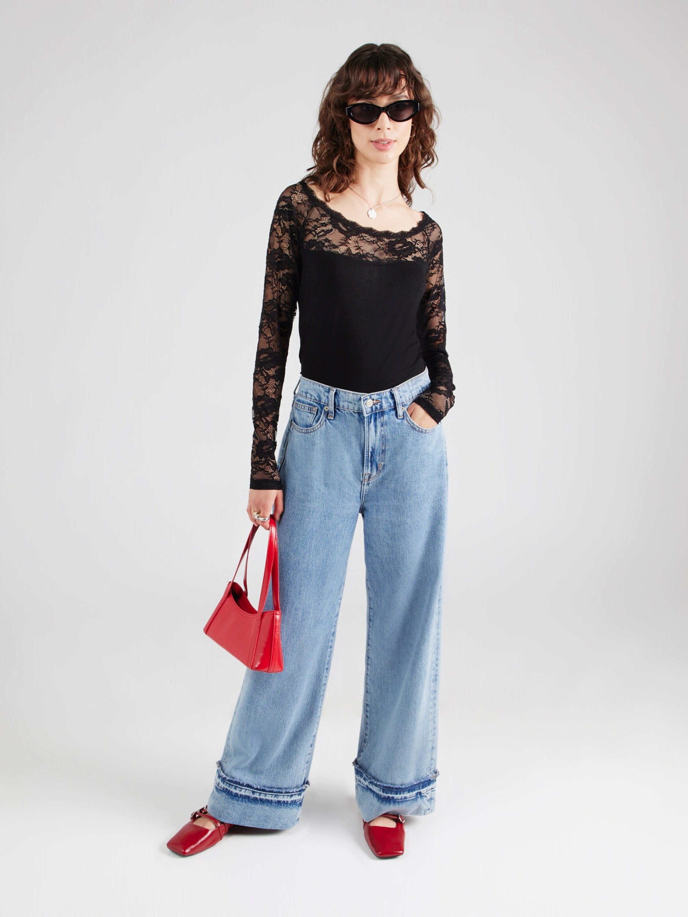 KAFFE Langarmshirt Lacy (1-tlg) Spitze