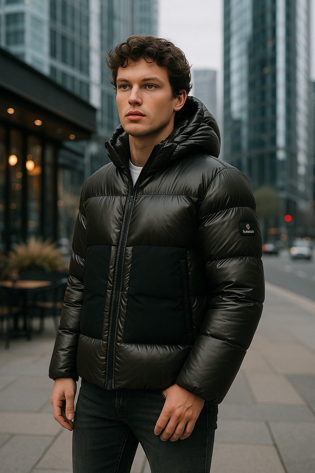 BLACKROCK Steppjacke Herren, Winterjacke mit Kapuze, Wintermantel Glanz-Optik, Warm gefüttert, Kapuze abnehmbar
