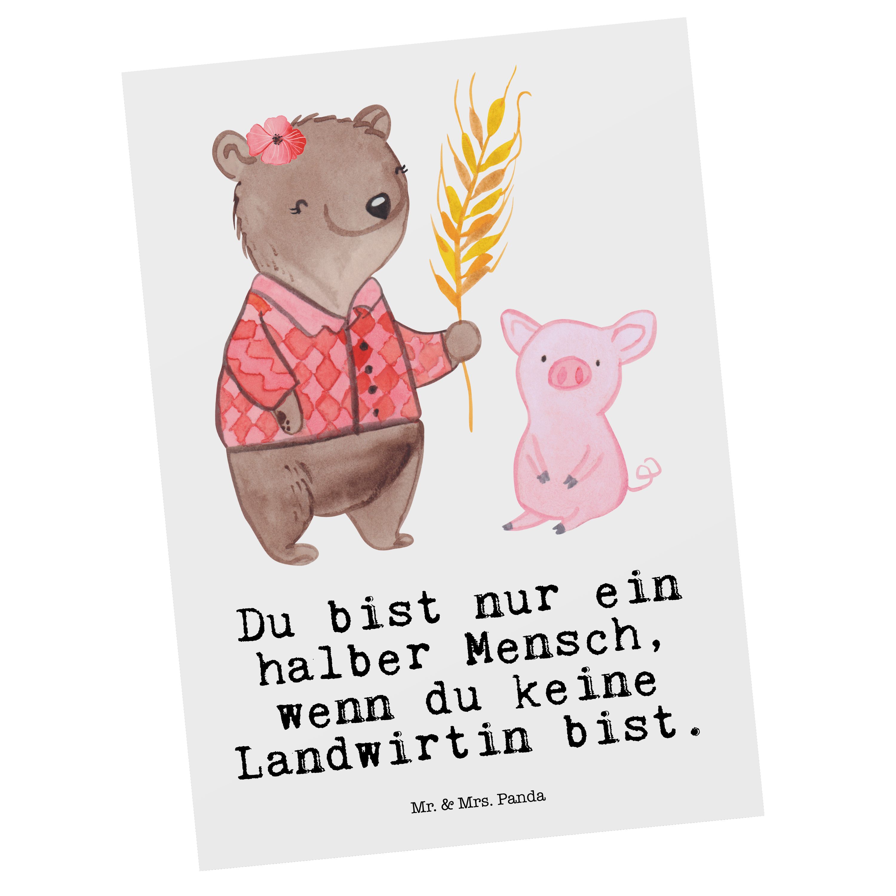 Kollegin, Landwirtin & - Weiß Geschenk, - Abschied Bauernhof, Panda Herz Mr. mit Postkarte Mrs.