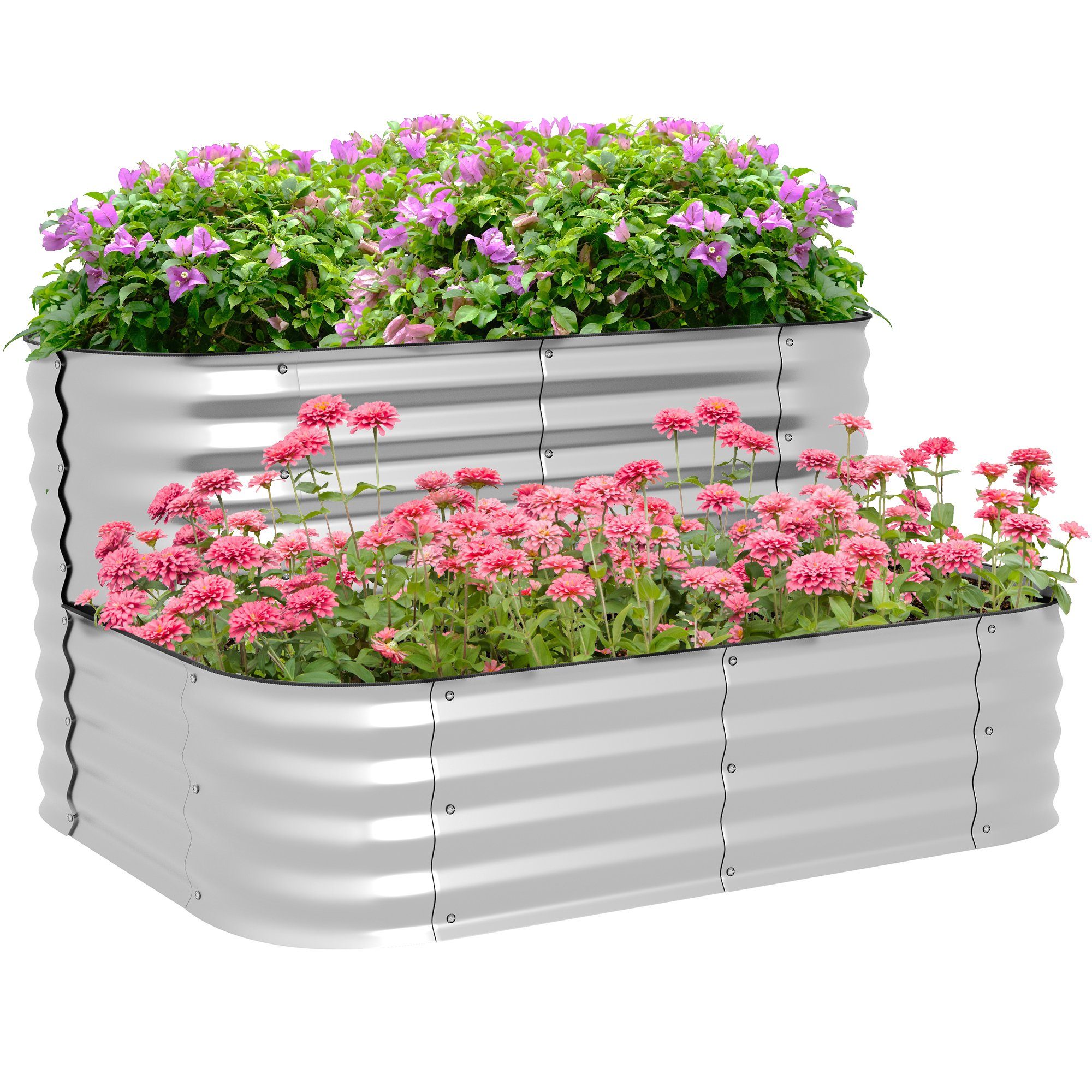 Outsunny Hochbeet 2-Stufiger Blumenkasten, Pflanzkasten, Gemüsebeet günstig online kaufen