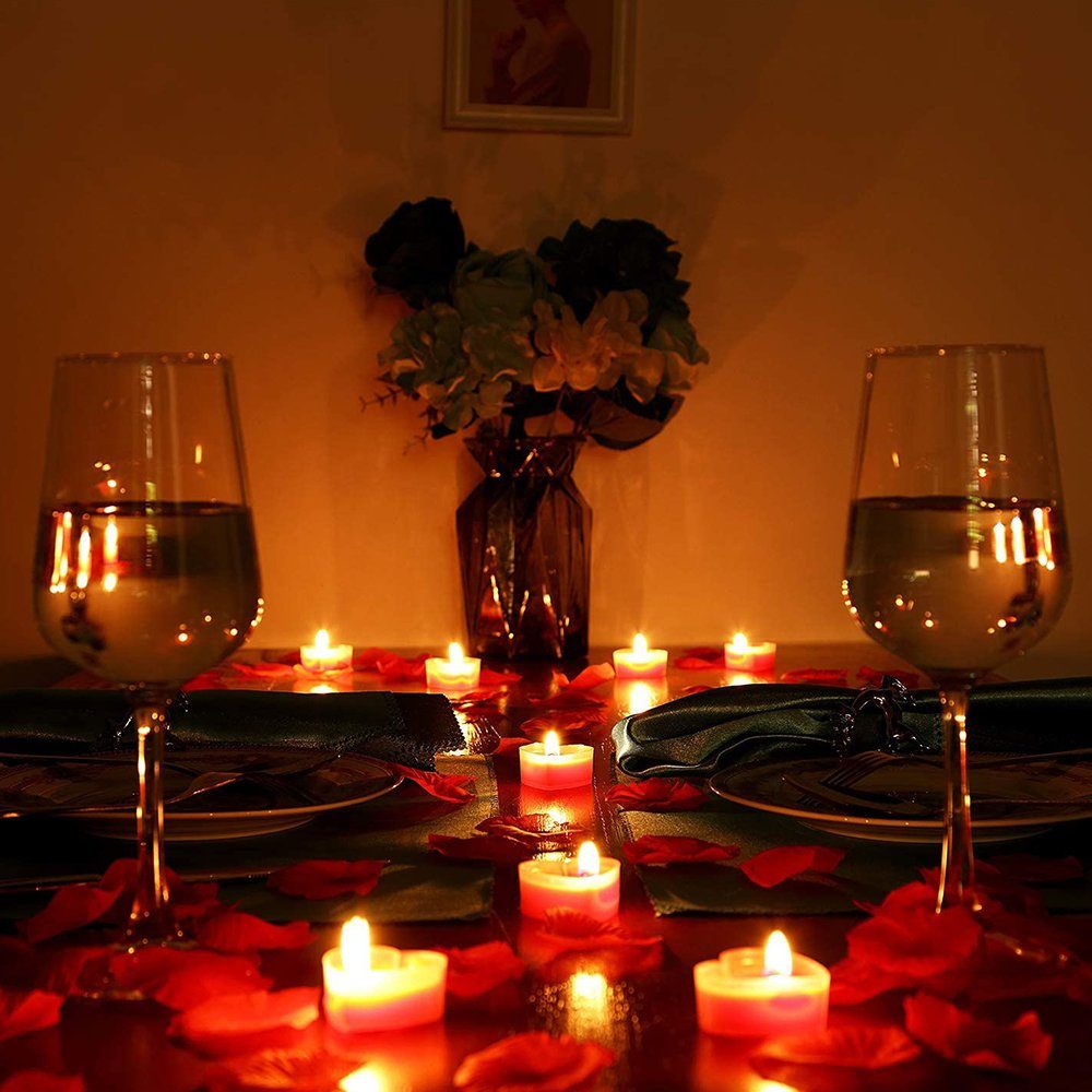 GelldG Kerzenleuchter Kerzen Romantische Herzform Teelichter, Kerzenleuchter Rauchfreie