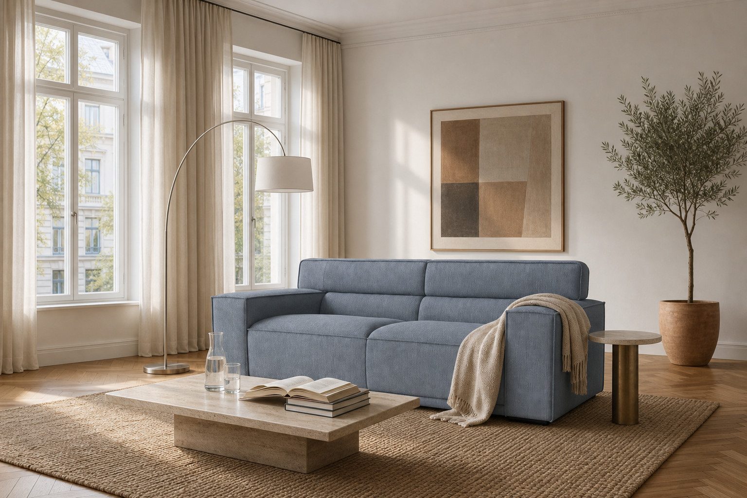 foamnova 3-Sitzer Umea, B: 204 cm, modern, klare Linien, für bis zu 3 Personen