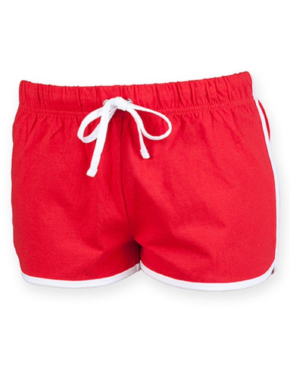 bis kurze XXL Hose Women - rot/weiß SF elastischer Shorts Shorts Retro Damen Gr. (1-tlg) - XS Bund