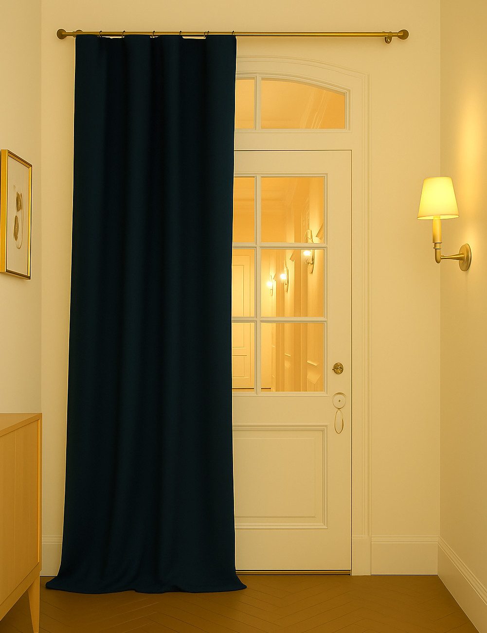 novumfix Gardine Filzvorhang Softfilz Kälteschutz blau XXL Lang Kräuselband günstig online kaufen