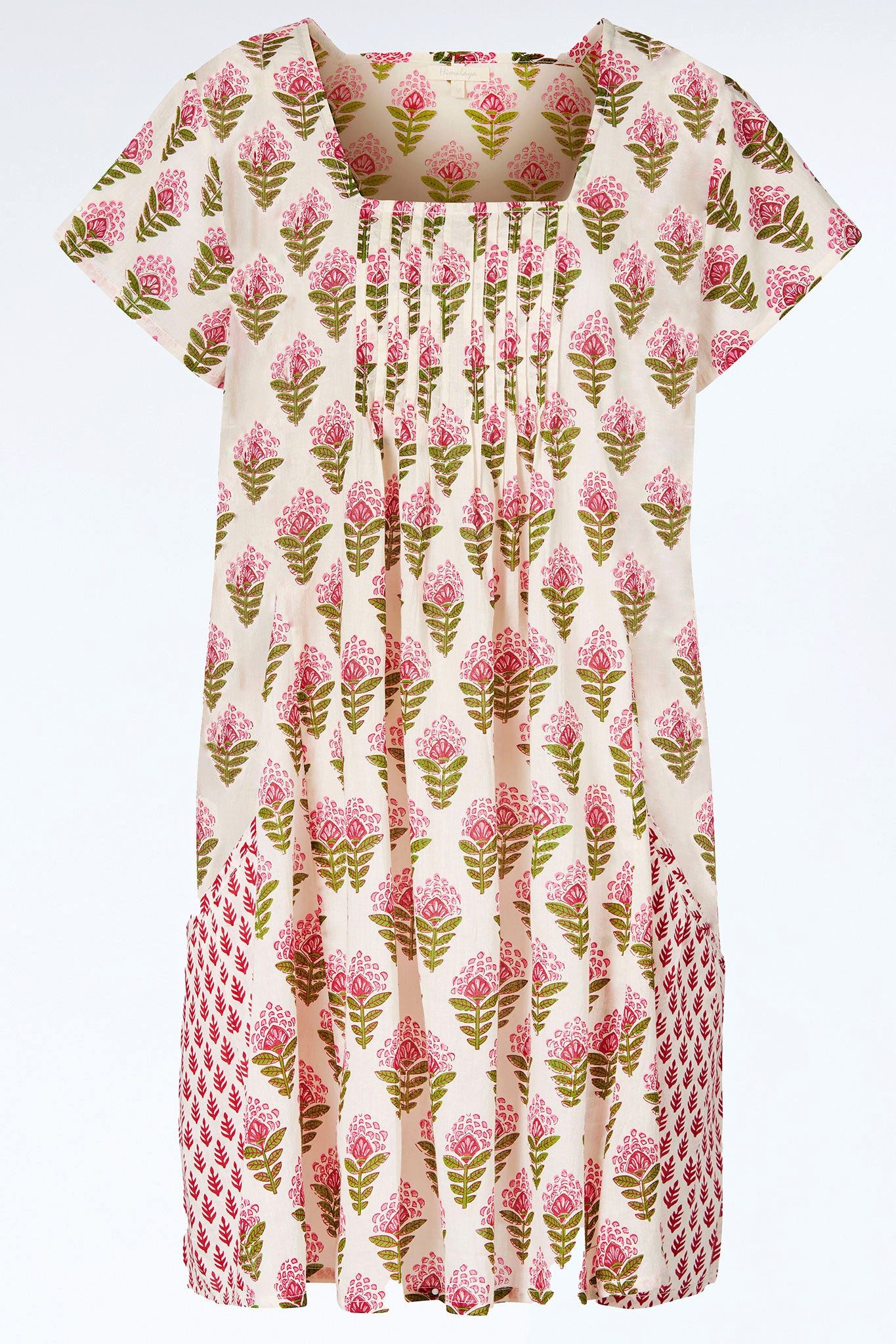 Himalaya Clothing Tunika Kleid Damen mit lebendigem Print aus floralen Motiven atmungsaktiv Blumenkleid aus hochwertiger Bio-Baumwolle