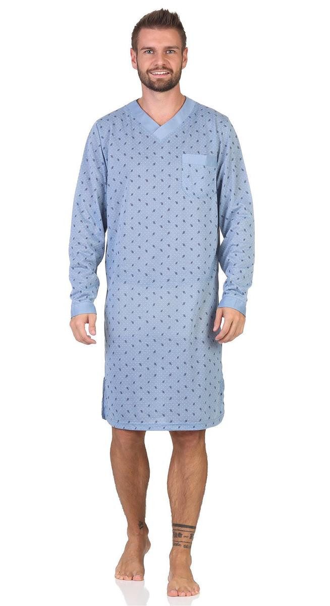 Nachthemd Herren Nachthemd mit langen Ärmeln und V-Ausschnitt, Gr. M L XL 2XL