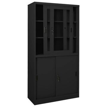 vidaXL Aktenschrank Büroschrank mit Schiebetür Anthrazit 90x40x180 cm Stahl (1-St)