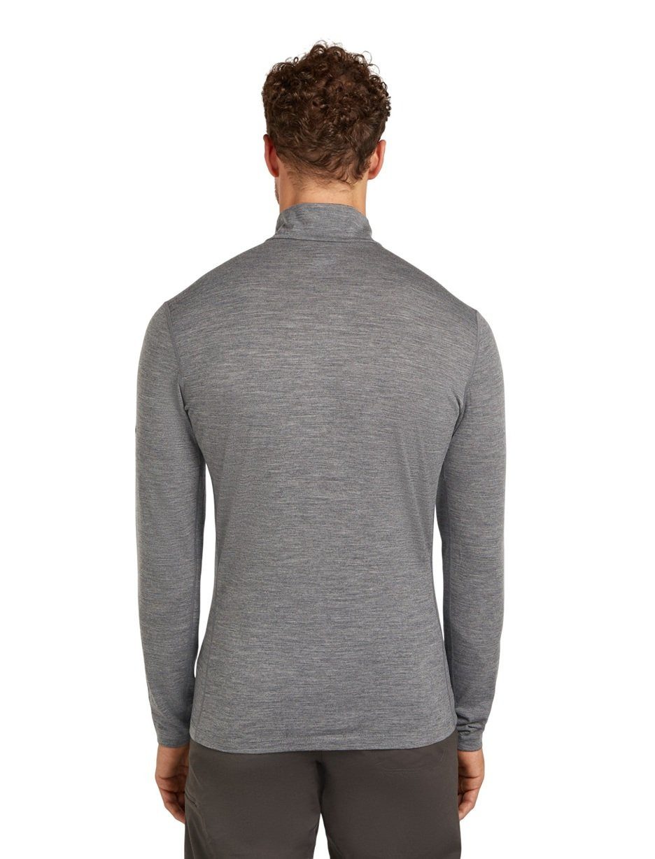 Icebreaker Langarmshirt Unterwäsche Half-Zip 200 Oasis LS - Merinowolle, enganliegend - grau