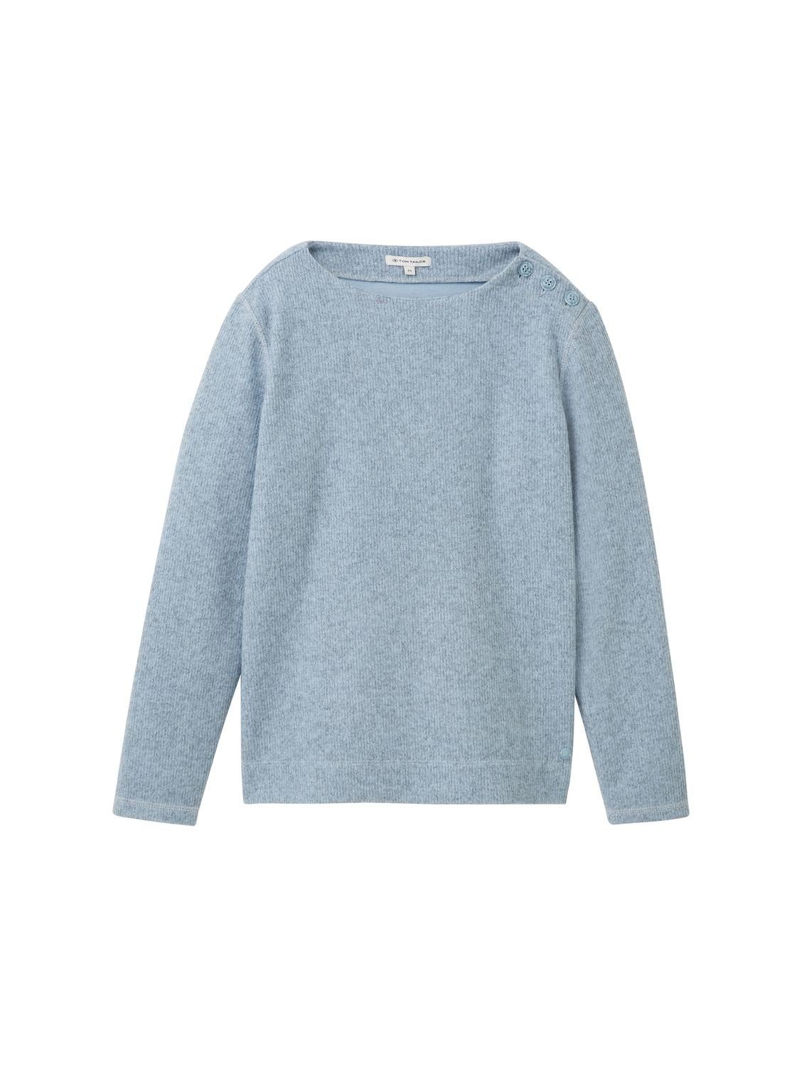 aus 12391 TAILOR Polyestermix TOM RIB Clear COZY Melange Light Blue Strickpullover