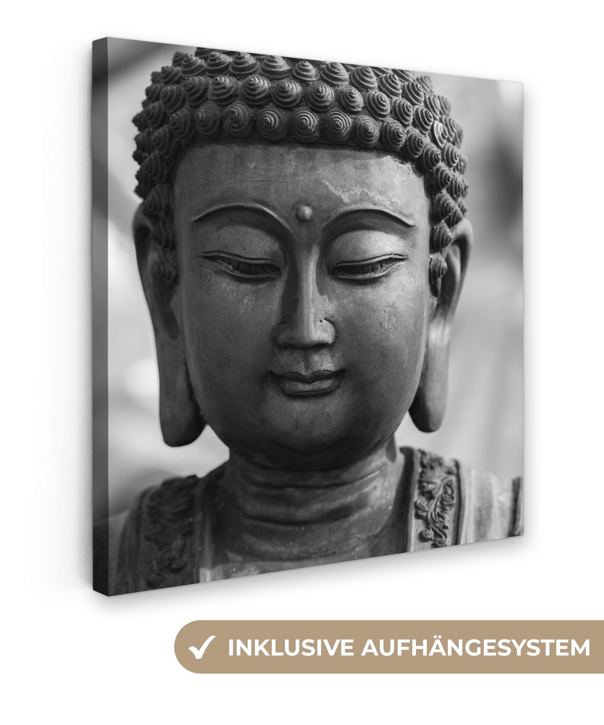 OneMillionCanvasses® Leinwandbild Buddha - Grau - günstig online kaufen