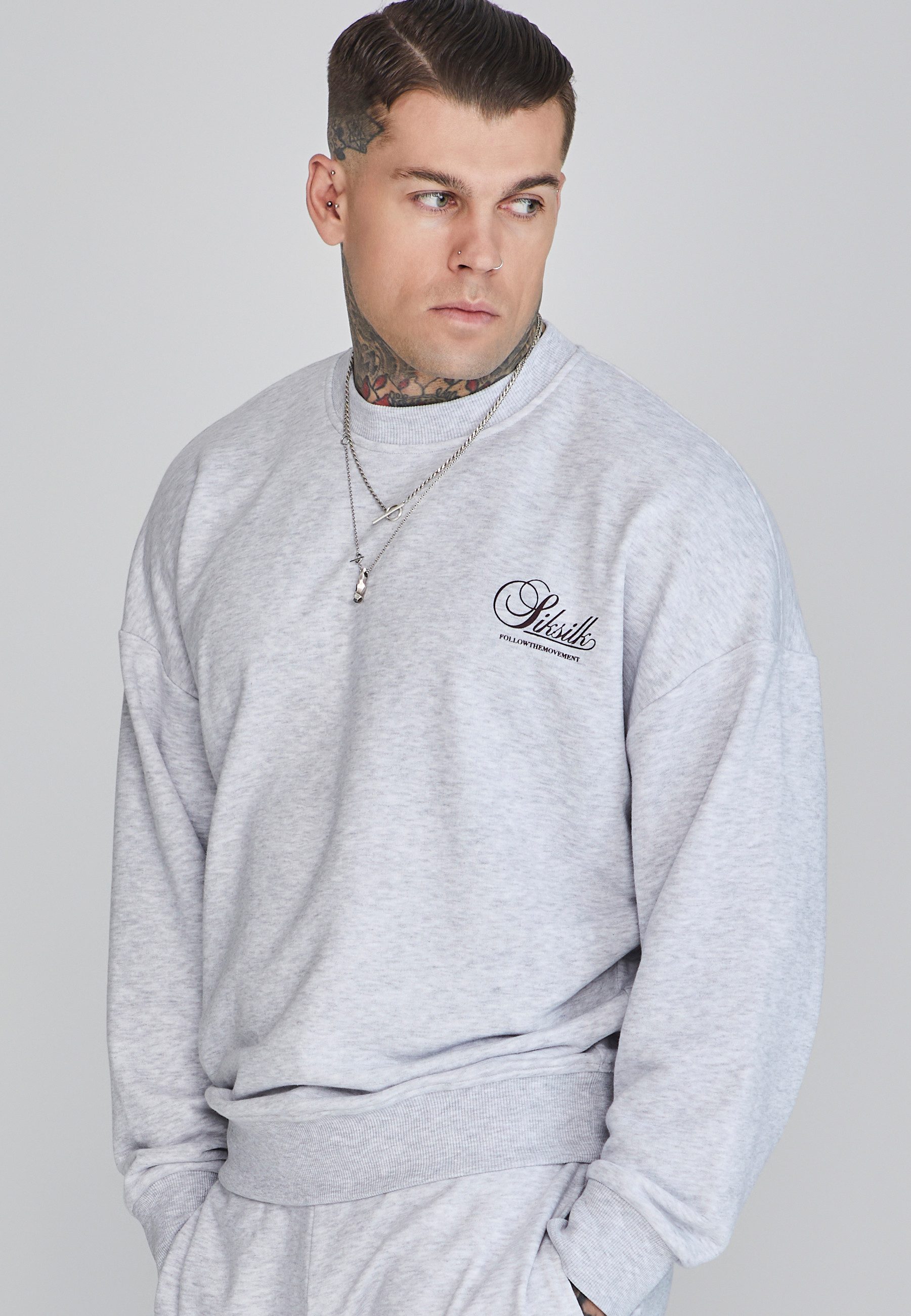 Siksilk Sweatshirt SikSilk Herren Snow Marl Grafik Пуловеры
