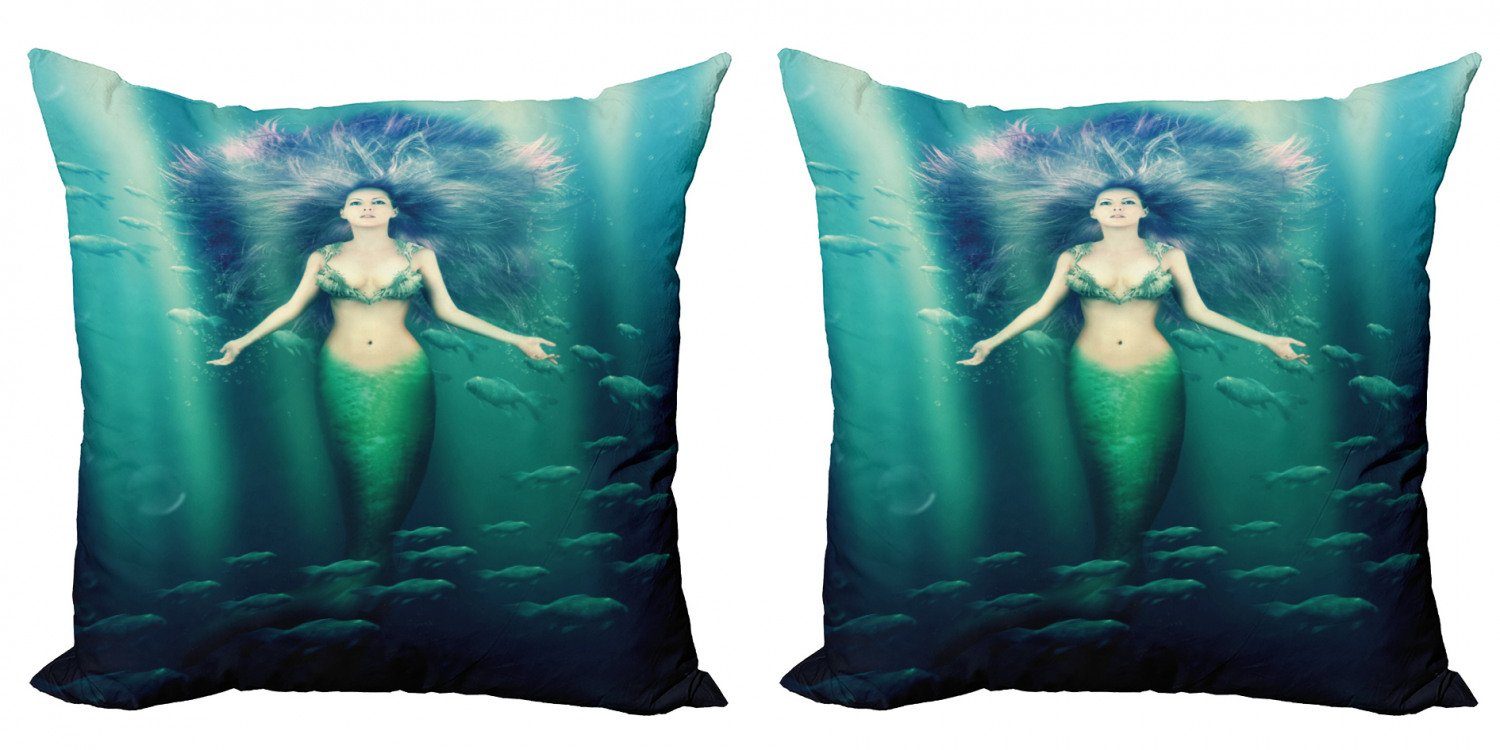 Kissenbezüge Modern Accent Doppelseitiger Digitaldruck, Abakuhaus (2 Stück), Meerjungfrau Unterwasserleben