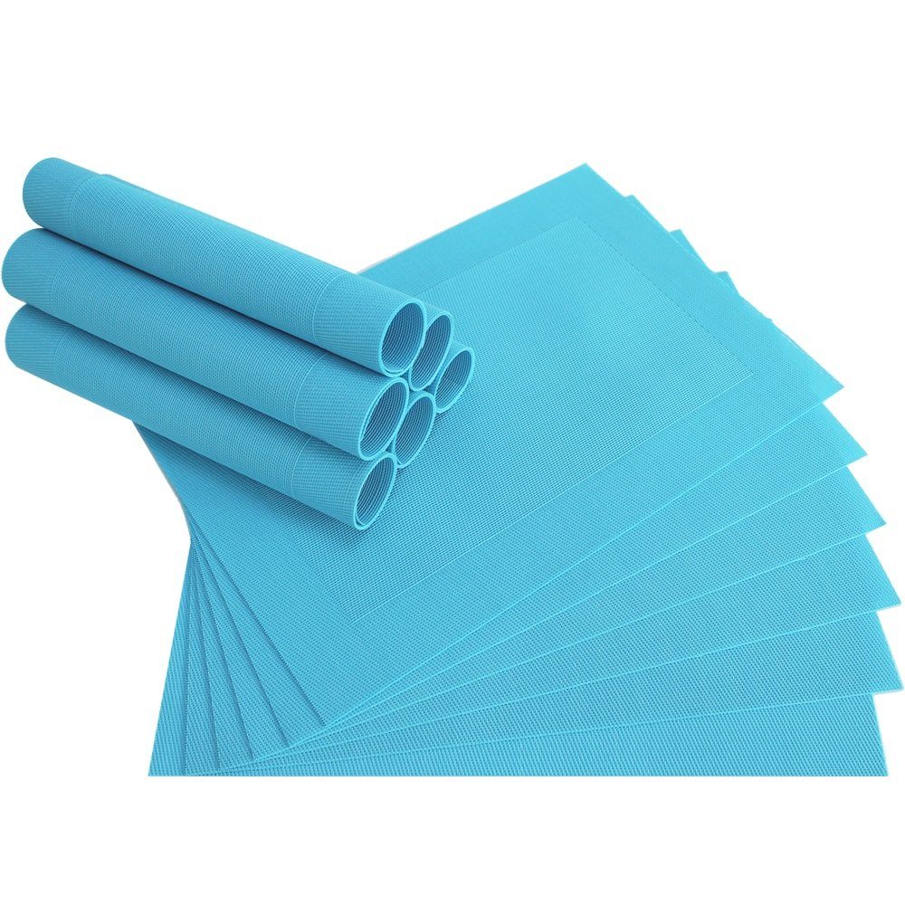 matches21 HOME & HOBBY Platzset Tischset BORDA blau hellblau türkis Tischunterlage als Tischdeko, (12-St), modernes Esstisch Platzdeckchen als abwaschbarer Tischuntersetzer