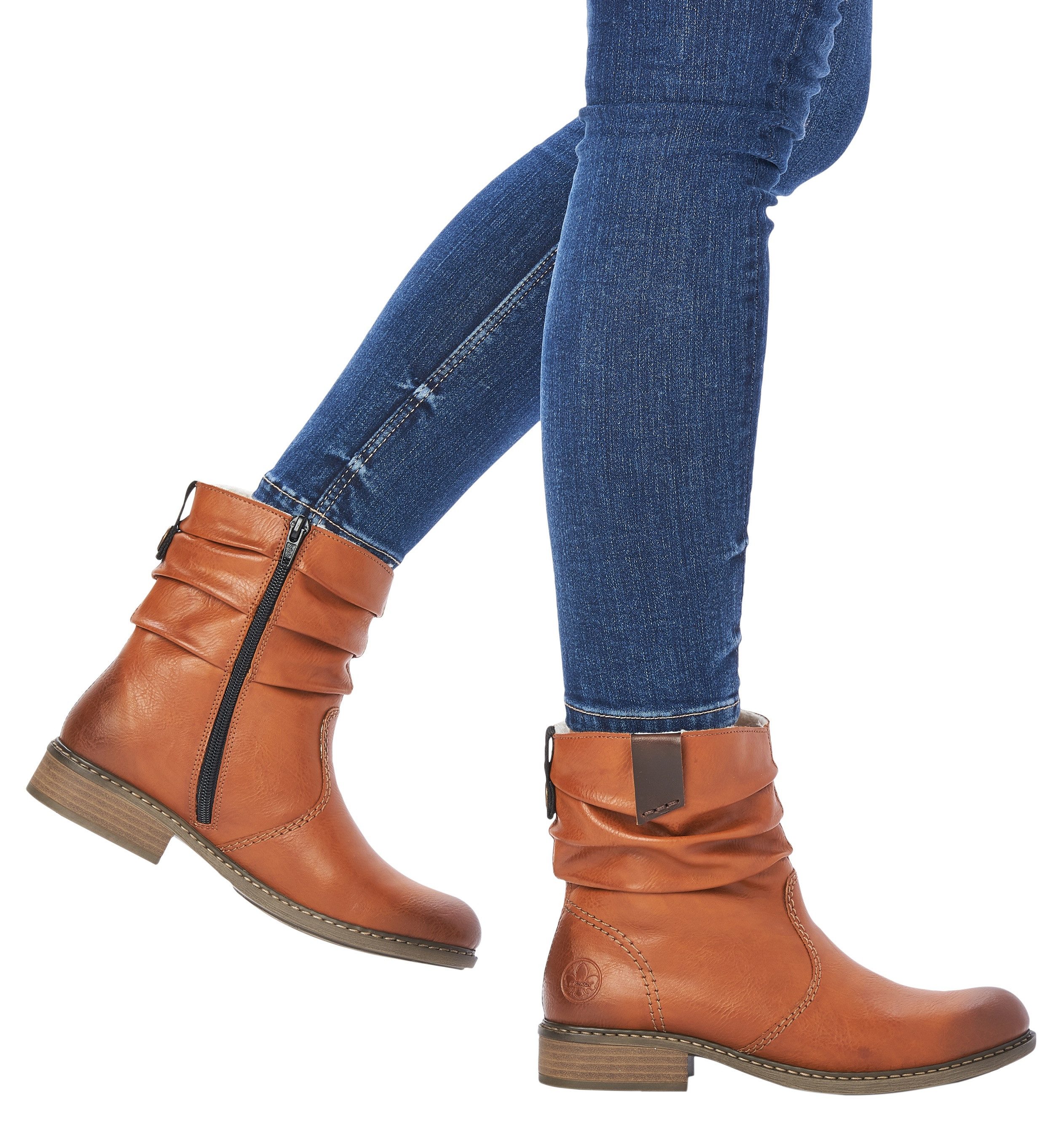 Rieker Winterboots, Winterstiefelette, Blockabsatz, Warmfutter, geraffter slouchy Schaft