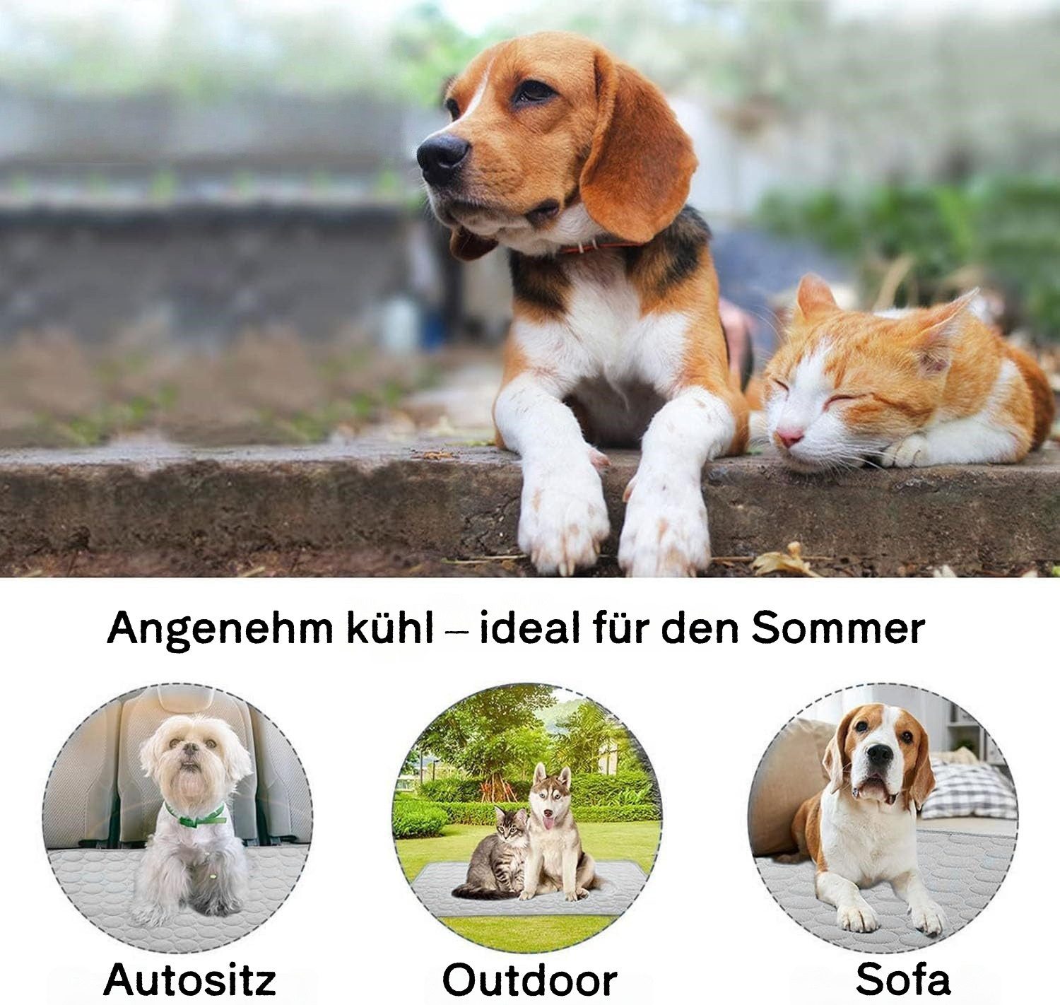 Srvillg Hundematte Kühlmatte Selbst Kühlende Hundematte Katzenmatte Sommer Kühlkissen, für Zuhause Unterwegs oder im Auto