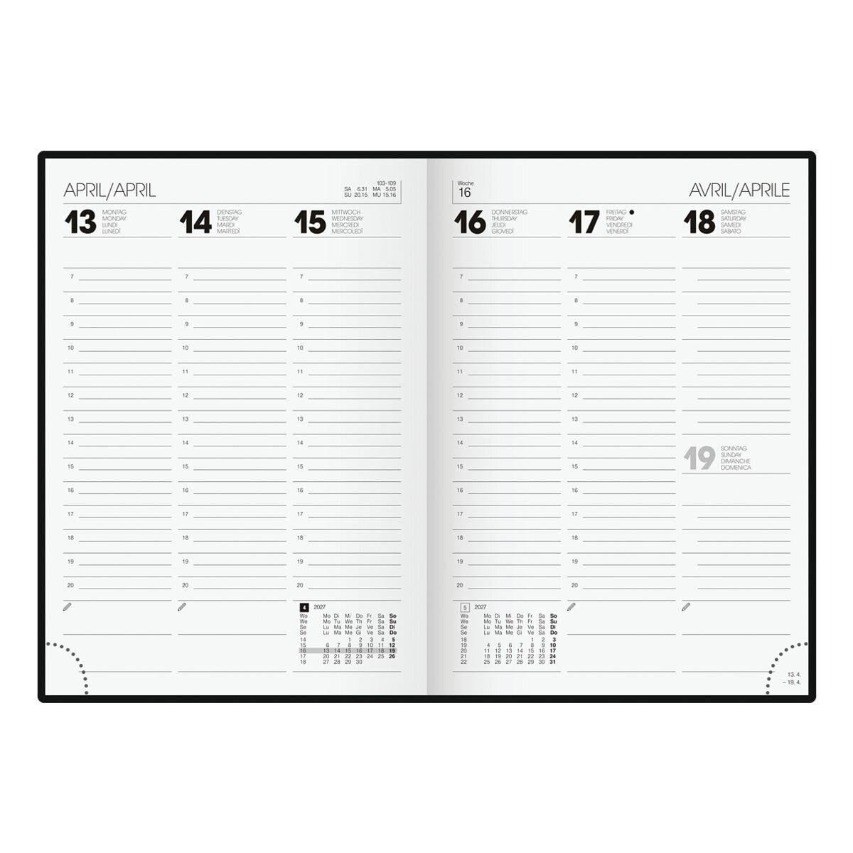 BRUNNEN Buchkalender Modell 796, für 2027, 2 Seiten = 1 Woche
