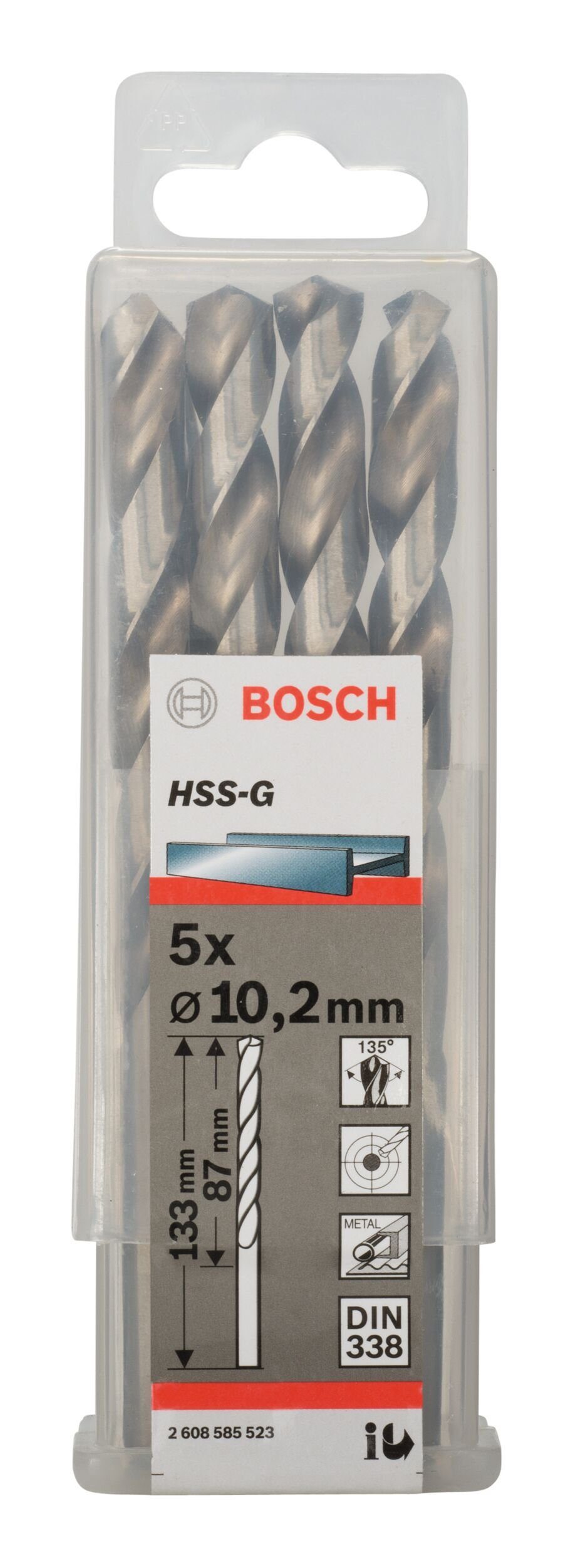 87 BOSCH 338) 133 Metallbohrer, Stück), HSS-G mm - - x (5 (DIN 5er-Pack x 10,2
