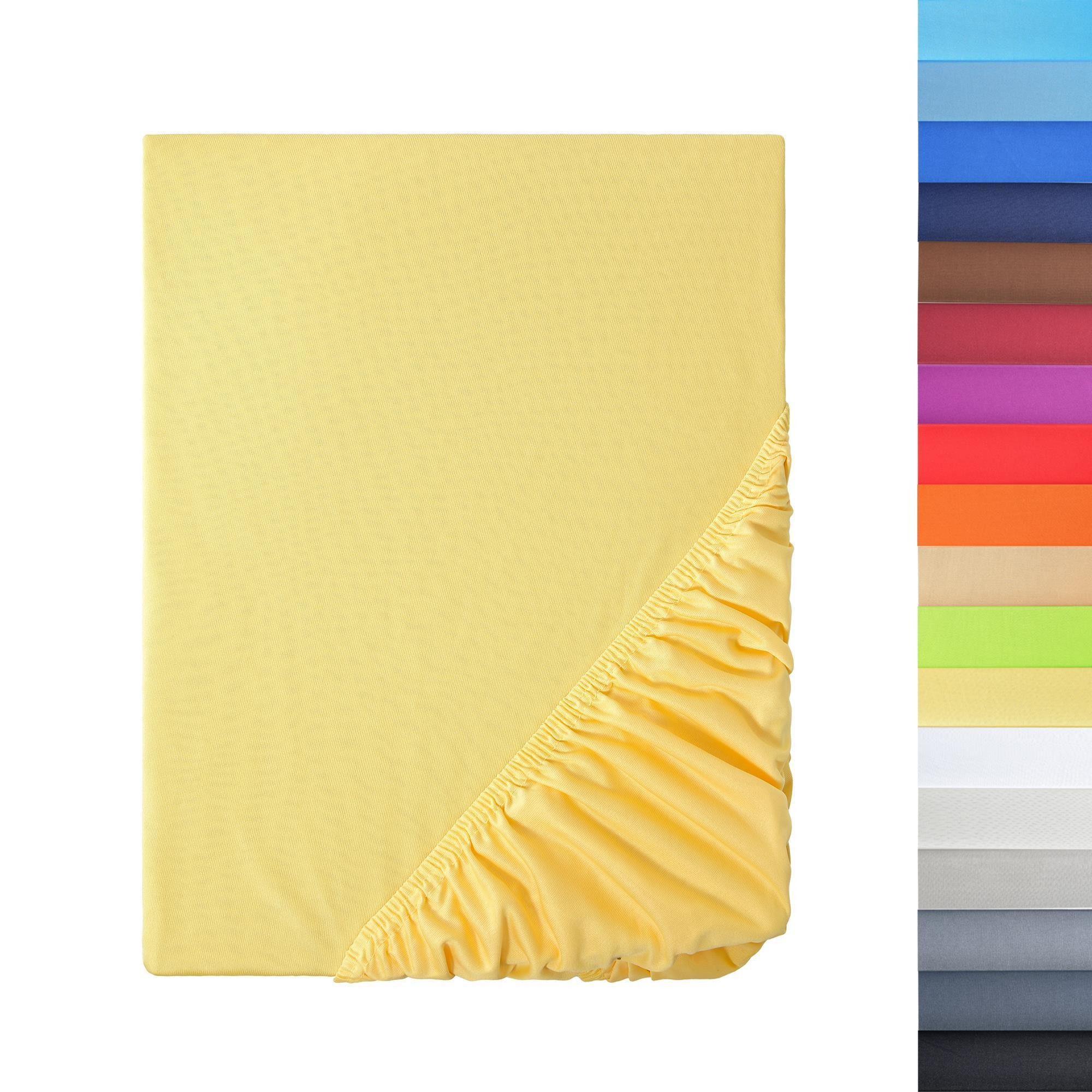 NatureMark Spannbettlaken Boxspringbett Mikrofaser Spannbetttuch 200x220cm, Polyester, Gummizug: rundum, Gelb