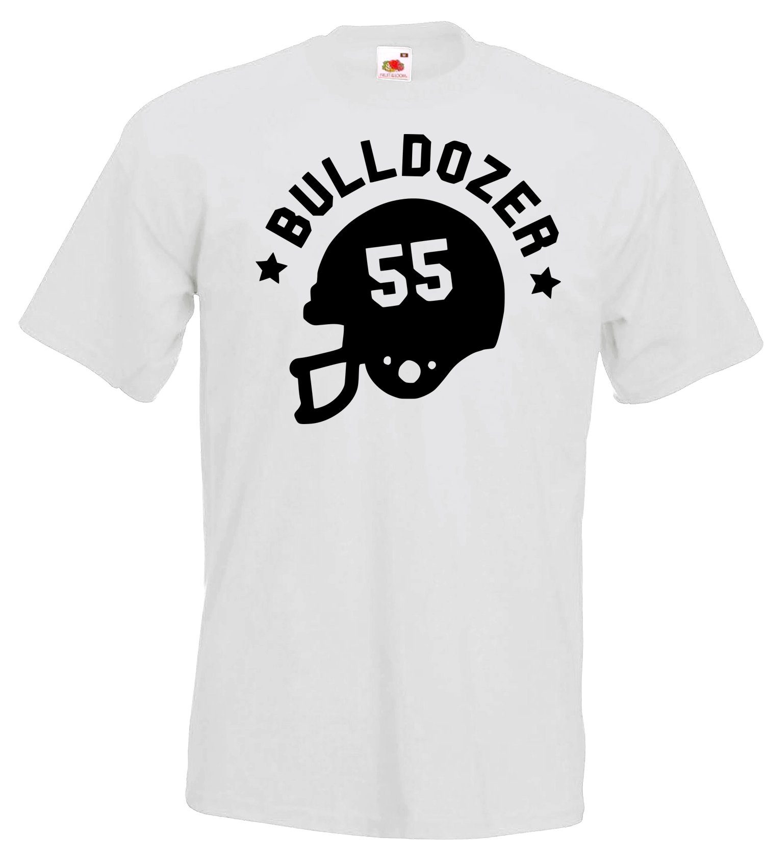 Herren Youth Frontprint mit trendigem T-Shirt Designz Shirt Bulldozer Weiss
