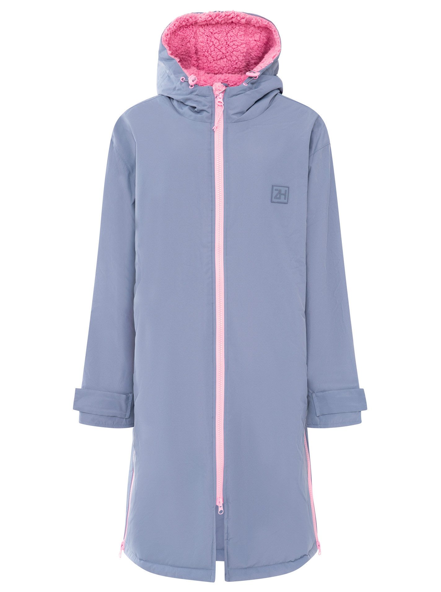 Zwillingsherz Kurzmantel "Oversize Windjacke ZH" seitliche Taschen, Kapuze, Reißverschluss, Teddy Futter, Oversized