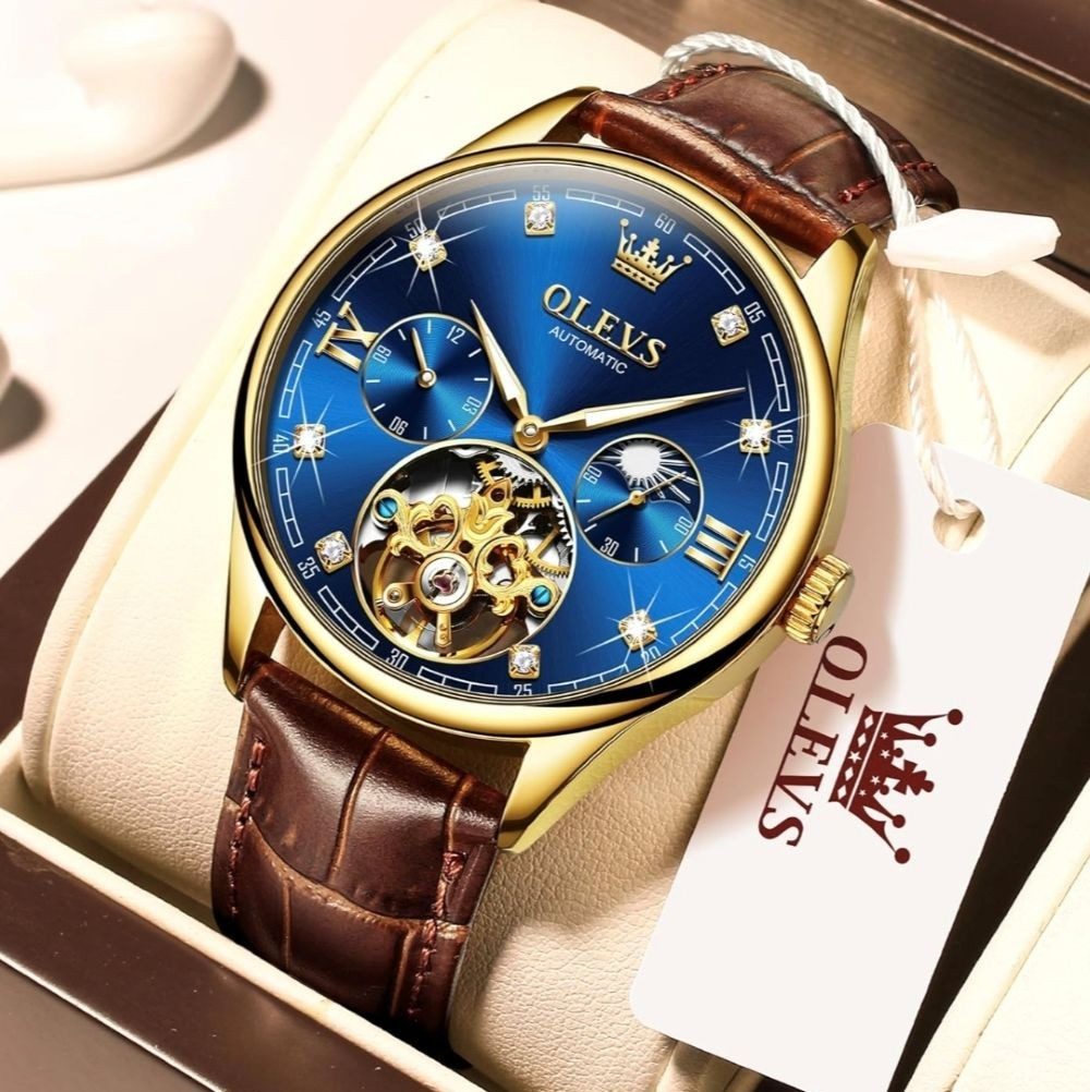OLEVS Automatikuhr OLEVS Luxus Herrenarmbanduhr Automatik Skelett Tourbillo günstig online kaufen