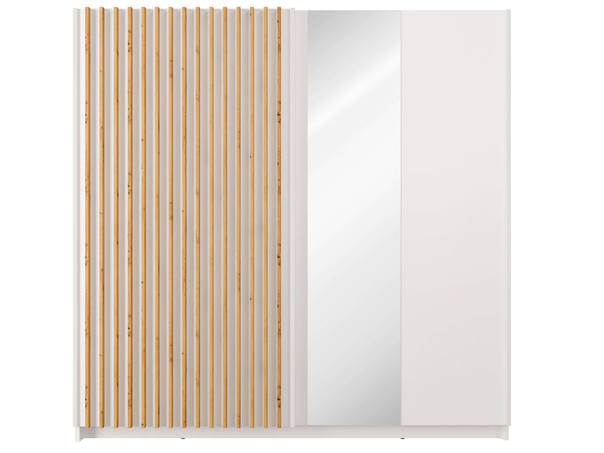 Home affaire Kleiderschrank Kleiderschrank Camden mit Spiegel, 4 Einlegeböden und Kleiderstange Garderobe mit 2 Schwebetüren und Lamellen, BxHxT 200,2x198,5x61,6 cm