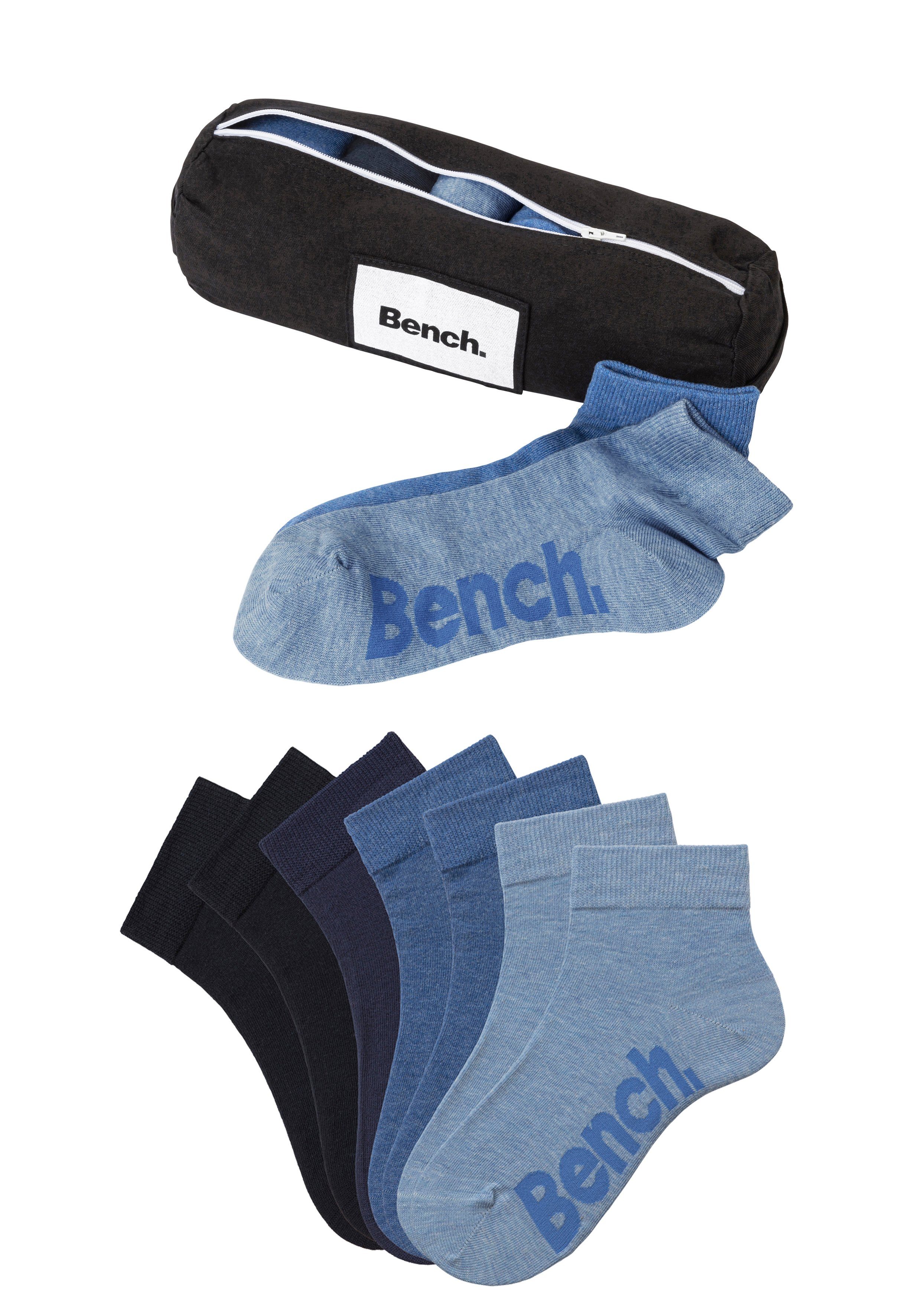 Bench. Kurzsocken Herren Kurzsocken, Halbhohe Basic Socken (Federtasche, 7-Paar, mit Geschenkbox) in ansprechendem Mäppchen mit Reißverschluss