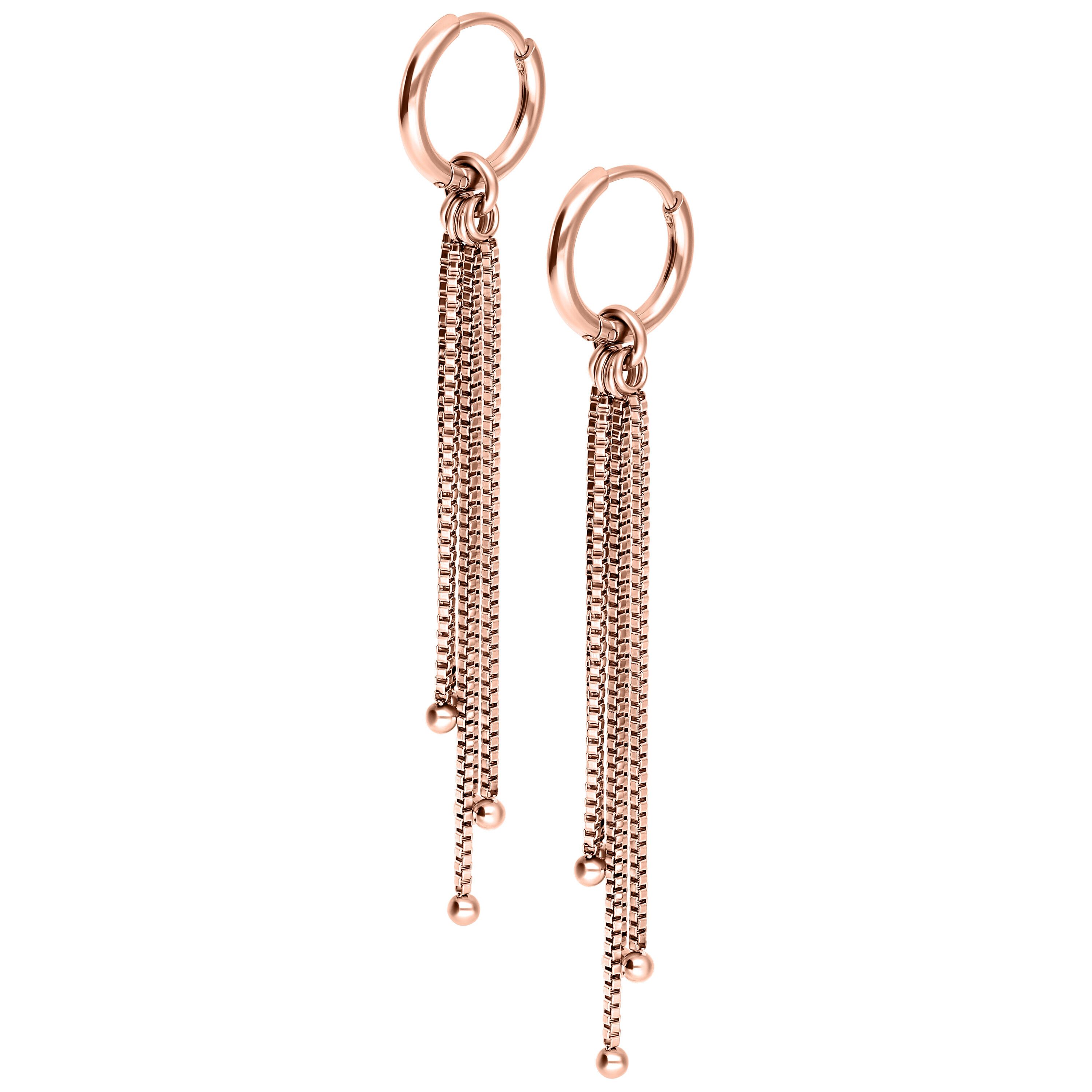 Paar Ohrhänger Little Square Venezia Chain Hoops (pair) - Roségold