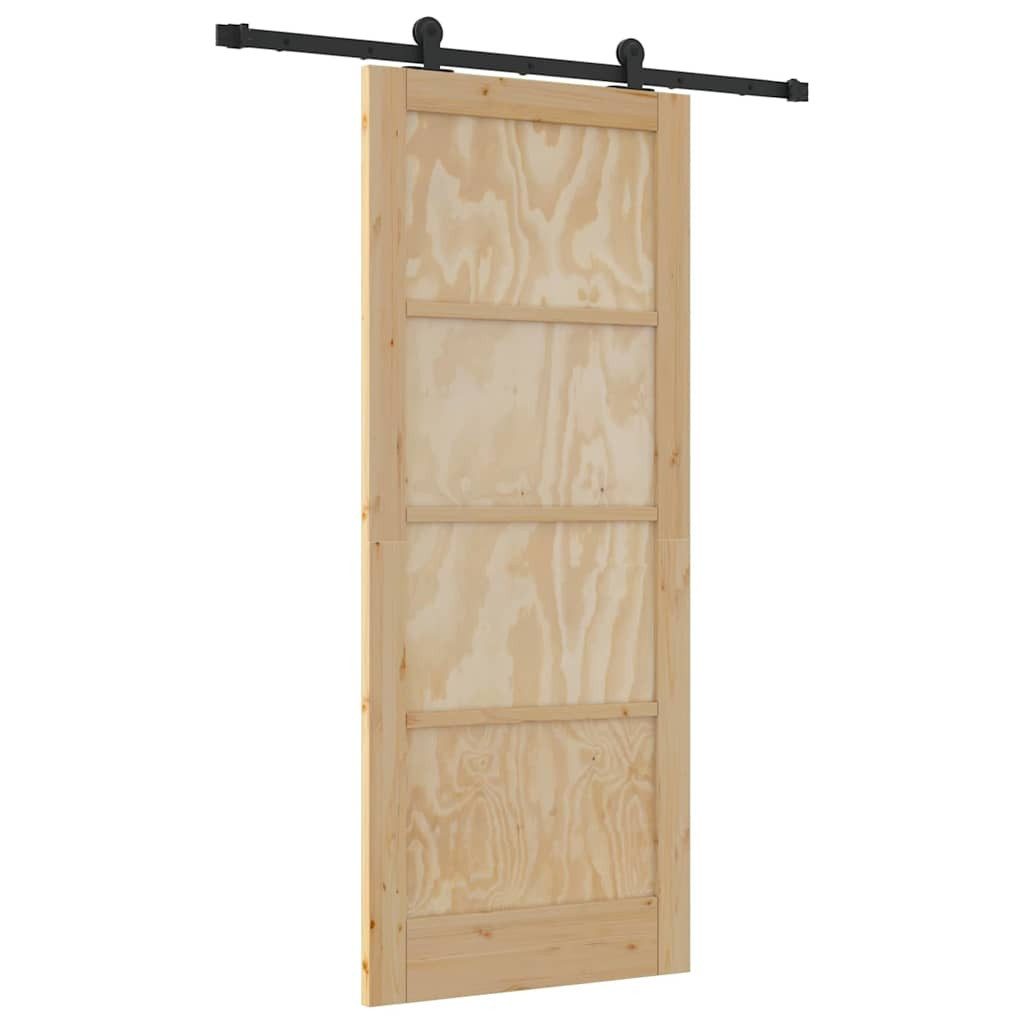vidaXL Haustür Schiebetür ORKDAL Natur und Schwarz 83 x 202 cm (1-St)