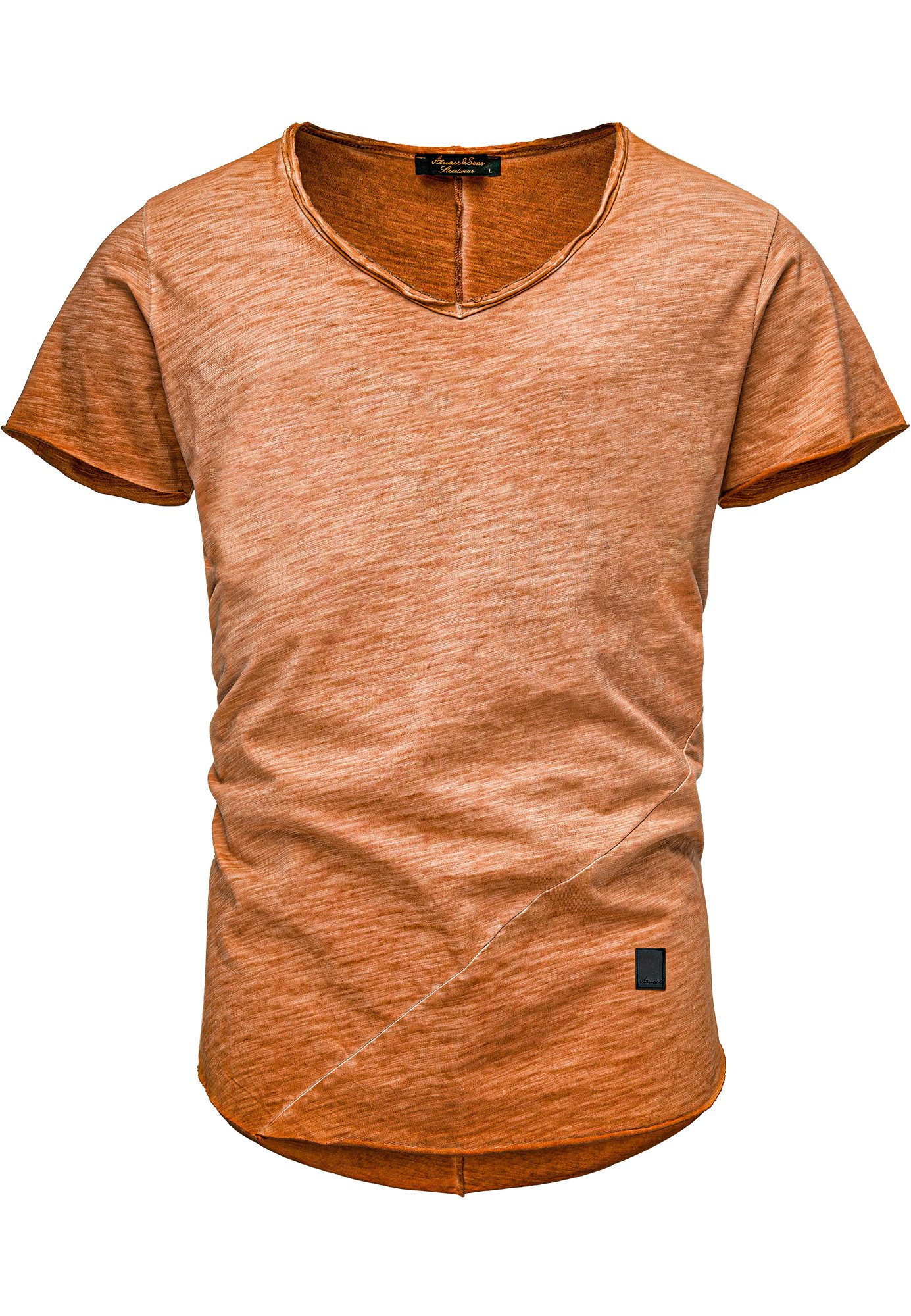 Amaci&Sons T-Shirt SAN FRANCISCO Herren Oversize Vintage Verwaschen V-Aussc günstig online kaufen
