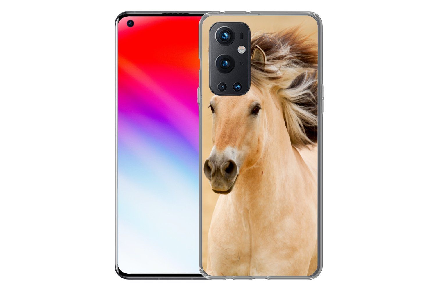 MuchoWow Handyhülle für OnePlus 9 Pro Pferde - Tiere - Mähne - Porträt, Phone Case, Silikon, Schutzhülle Dünn