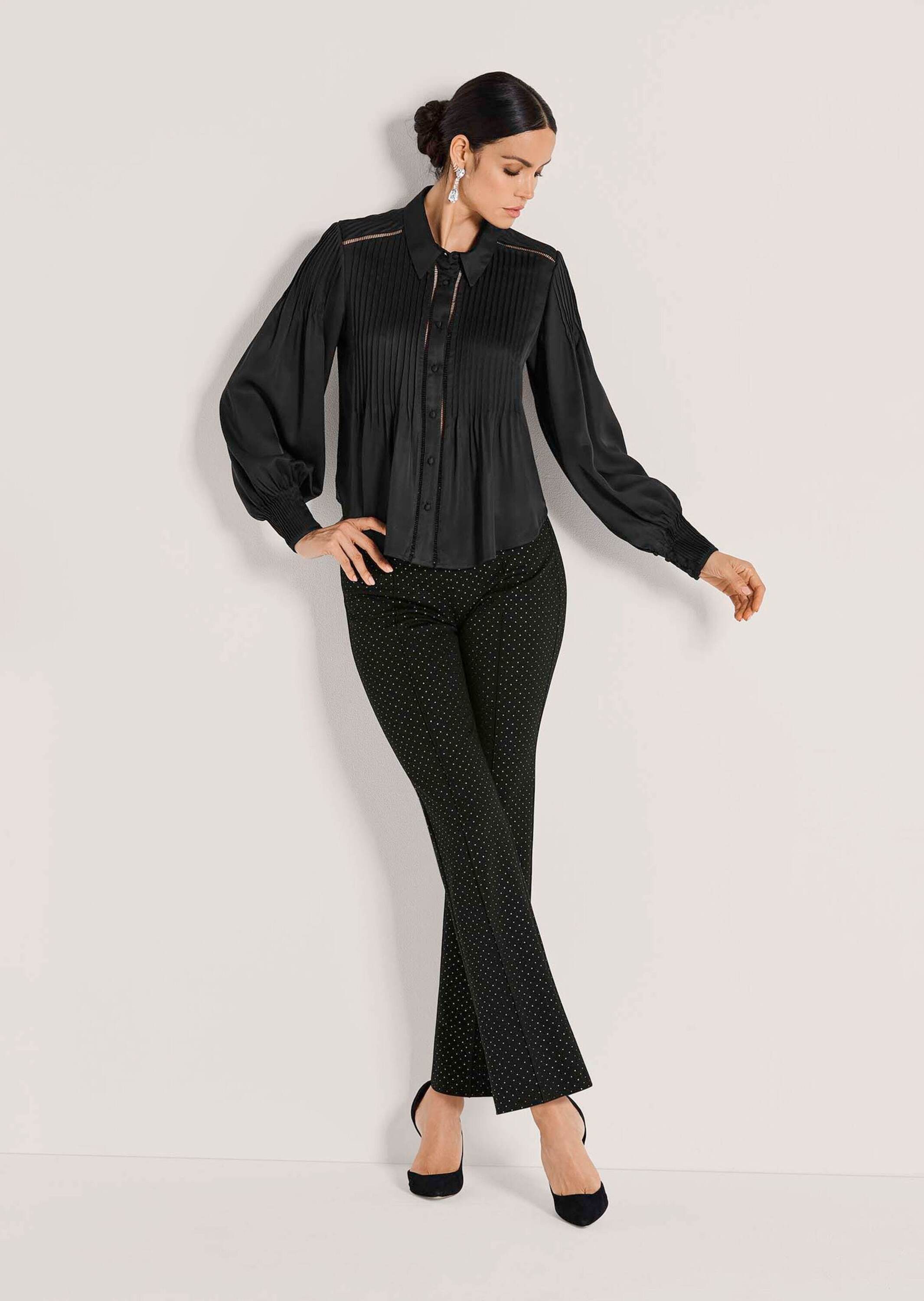 MADELEINE Langarmbluse Elegante Viskosebluse mit Knopfleiste Zierband und B günstig online kaufen