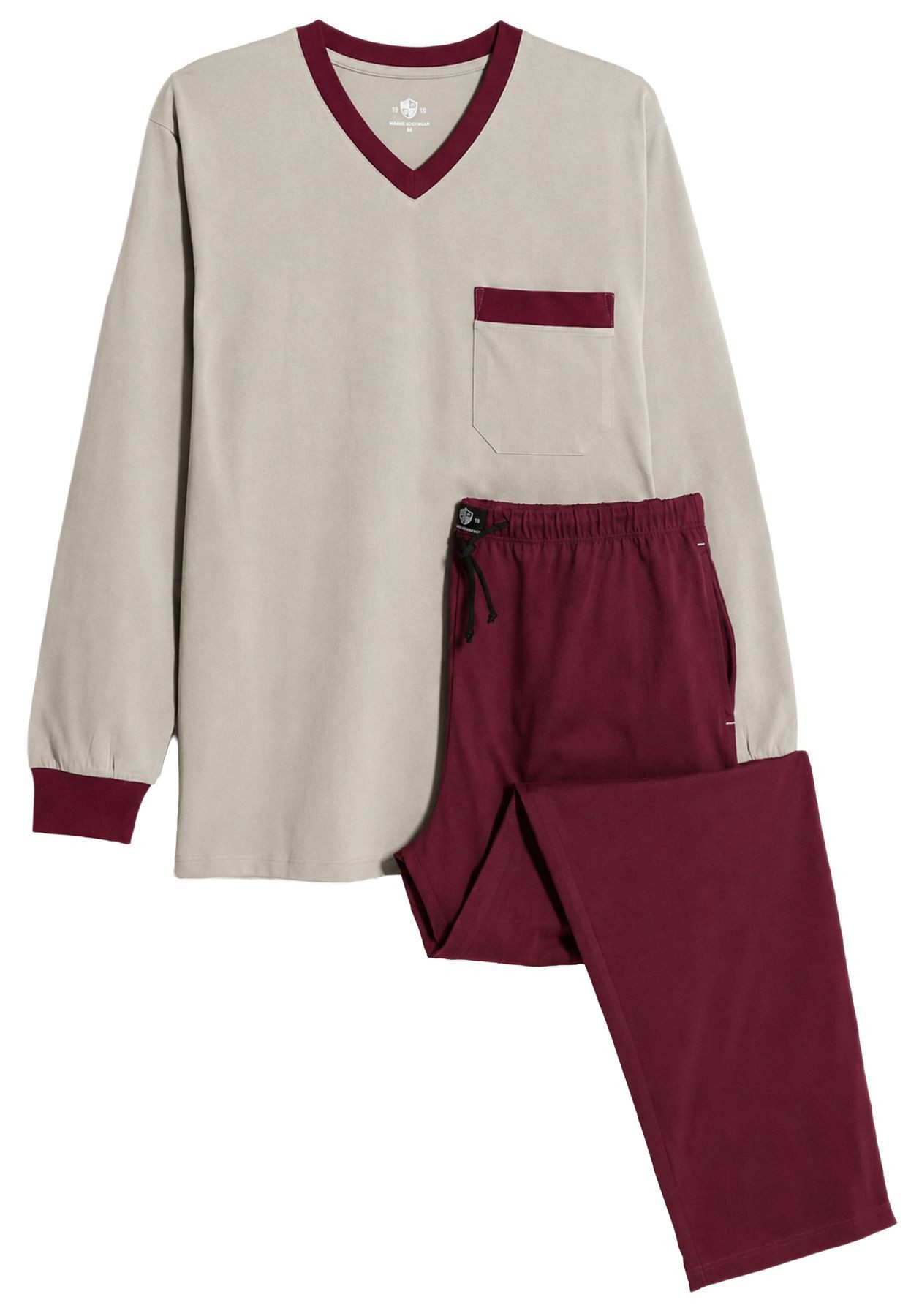 HAASIS Bodywear 1919 Pyjama Herren Pyjama 77113922-XL (1 tlg) Pyjama, V-Hals, Brusttasche, Hose m. Seitentaschen