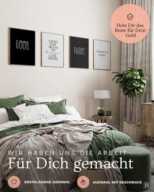 Heimlich Poster Set als Wohnzimmer Deko, Bilder DINA3 & DINA4, Good Night, Sprüche & Texte