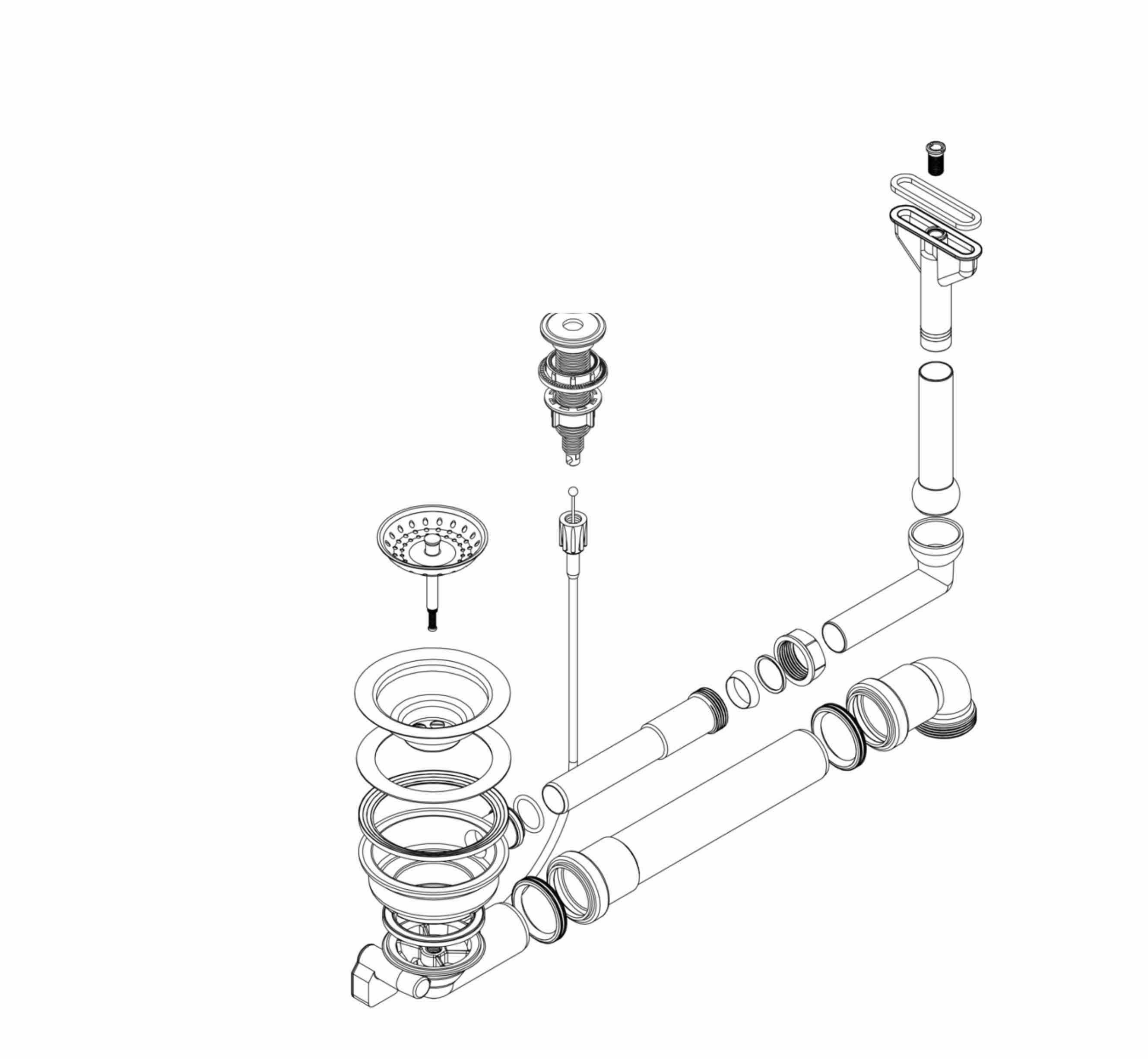Schock Einbauspüle Schock Ablaufgarnitur, Korbventil Excenterbedienung