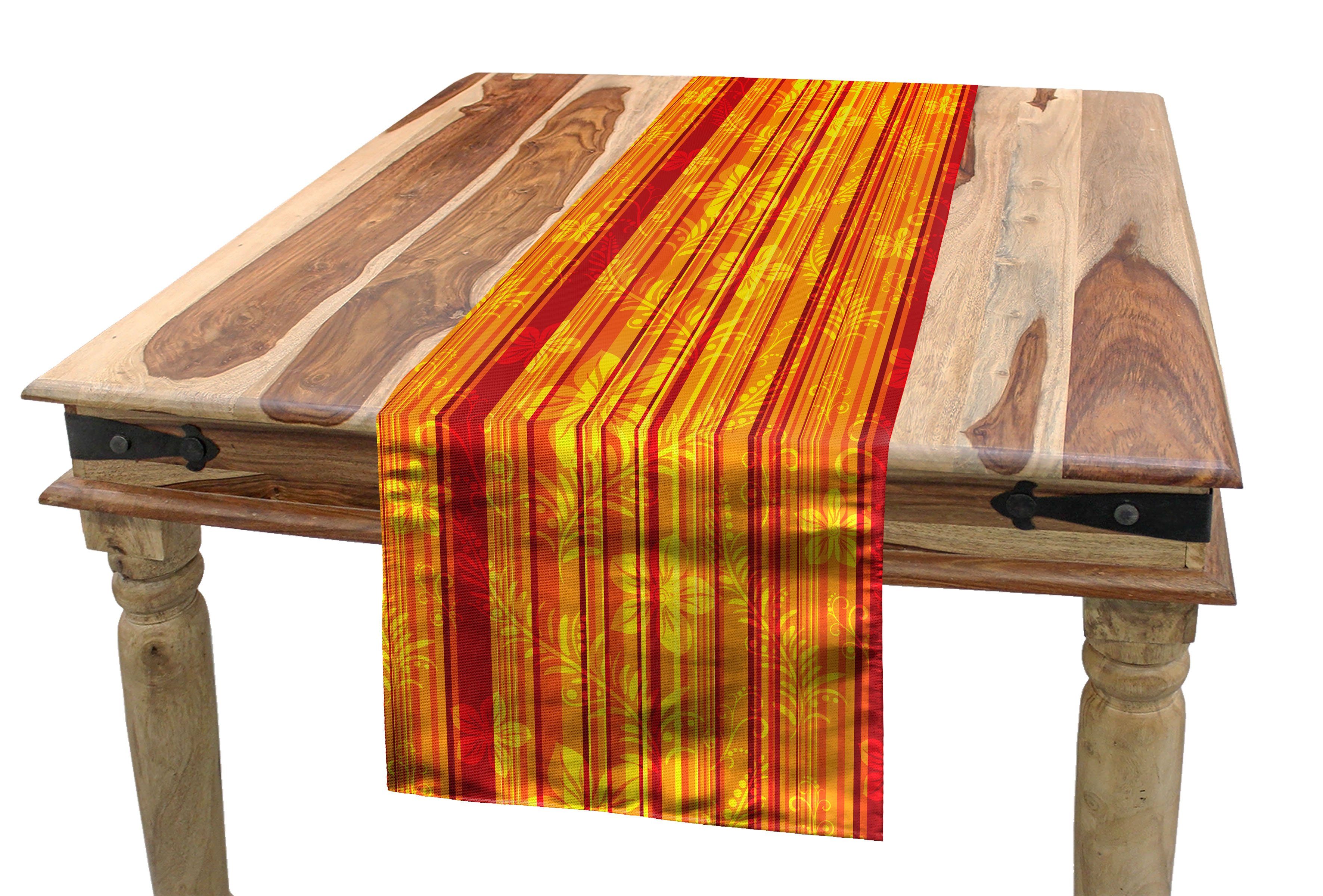 Abakuhaus Tischläufer Esszimmer Küche Rechteckiger Dekorativer Tischläufer, Orange Vertikale Streifen Floral