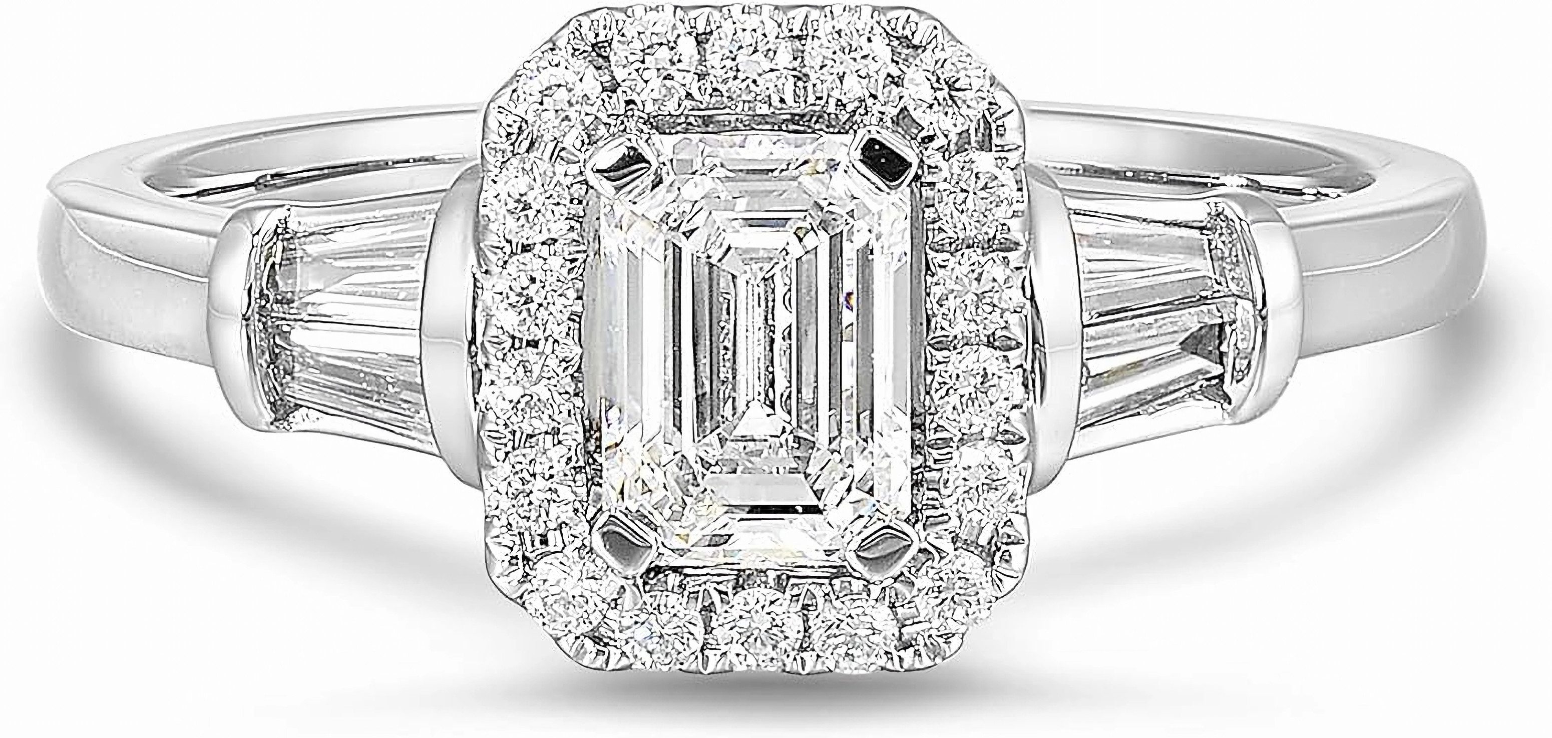 Jumpeak Trauring 585 Gold, Smaragdschliff, im Labor gezüchteter Diamantring, 1ct,D,vs1,3EX,IGI-Zertifikat,Verlobungsringe Frau,Geschenk Schwester